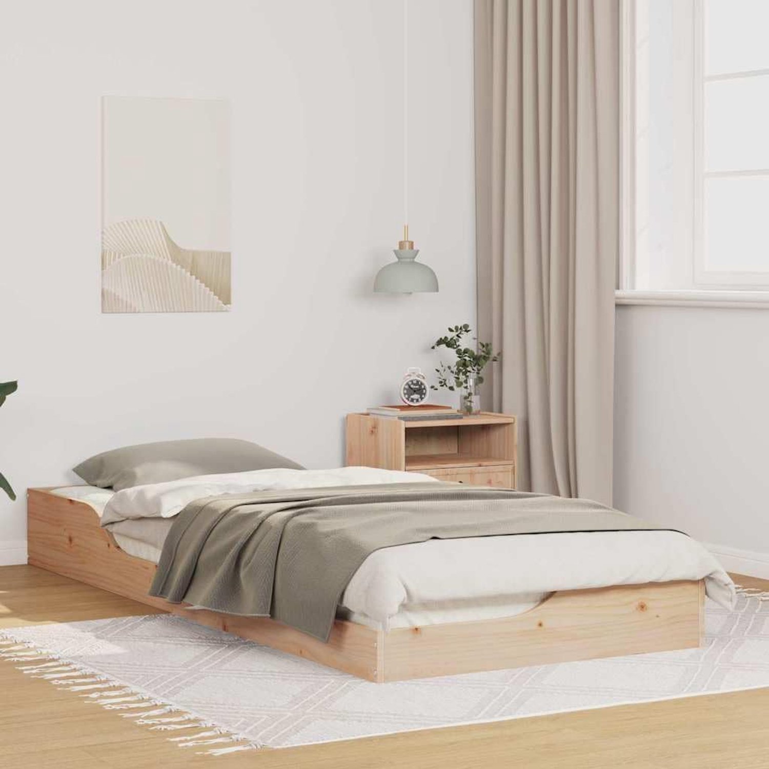 Grenenhout platformbed modern minimalistisch 100x220 cm naturel