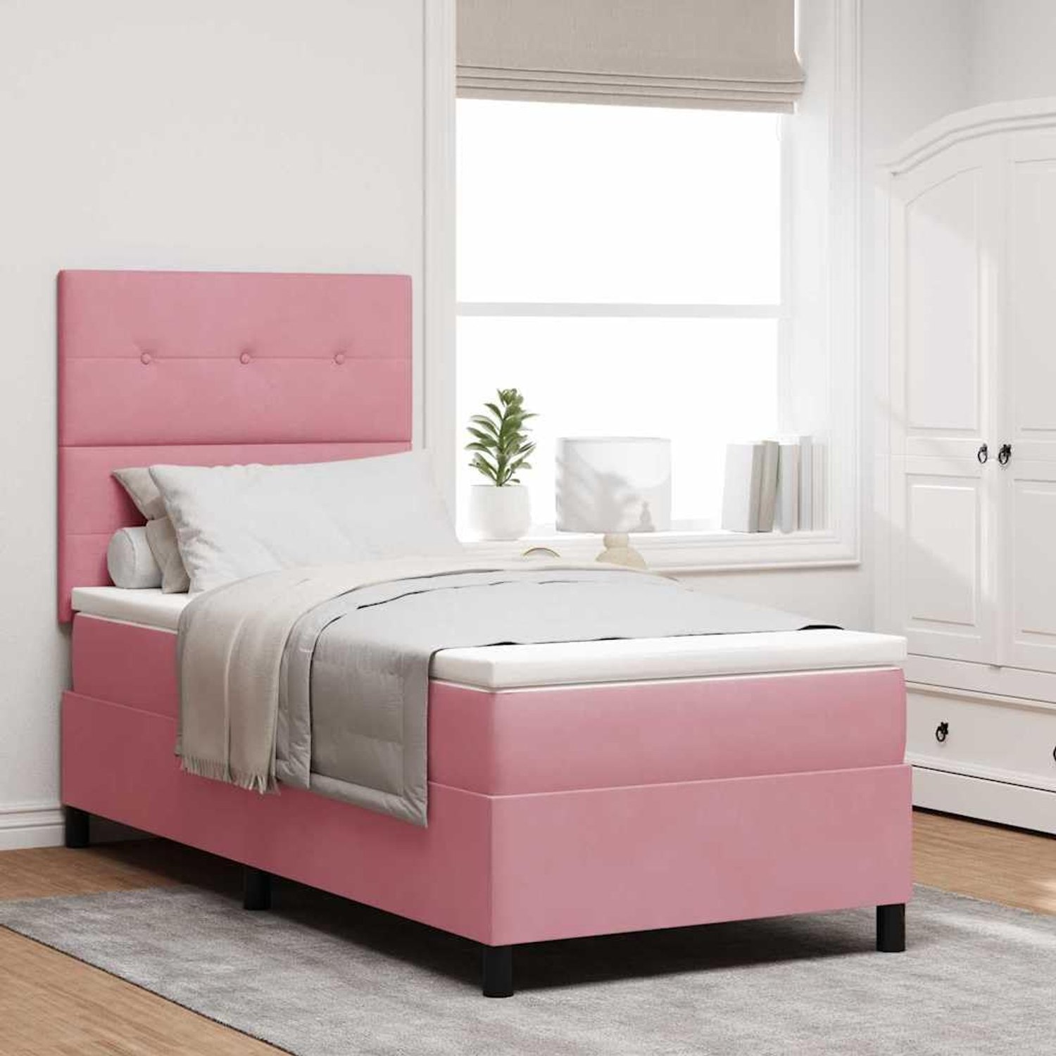 Boxspringbed Verstelbaar hoofdbord Modern Roze 90x200 cm