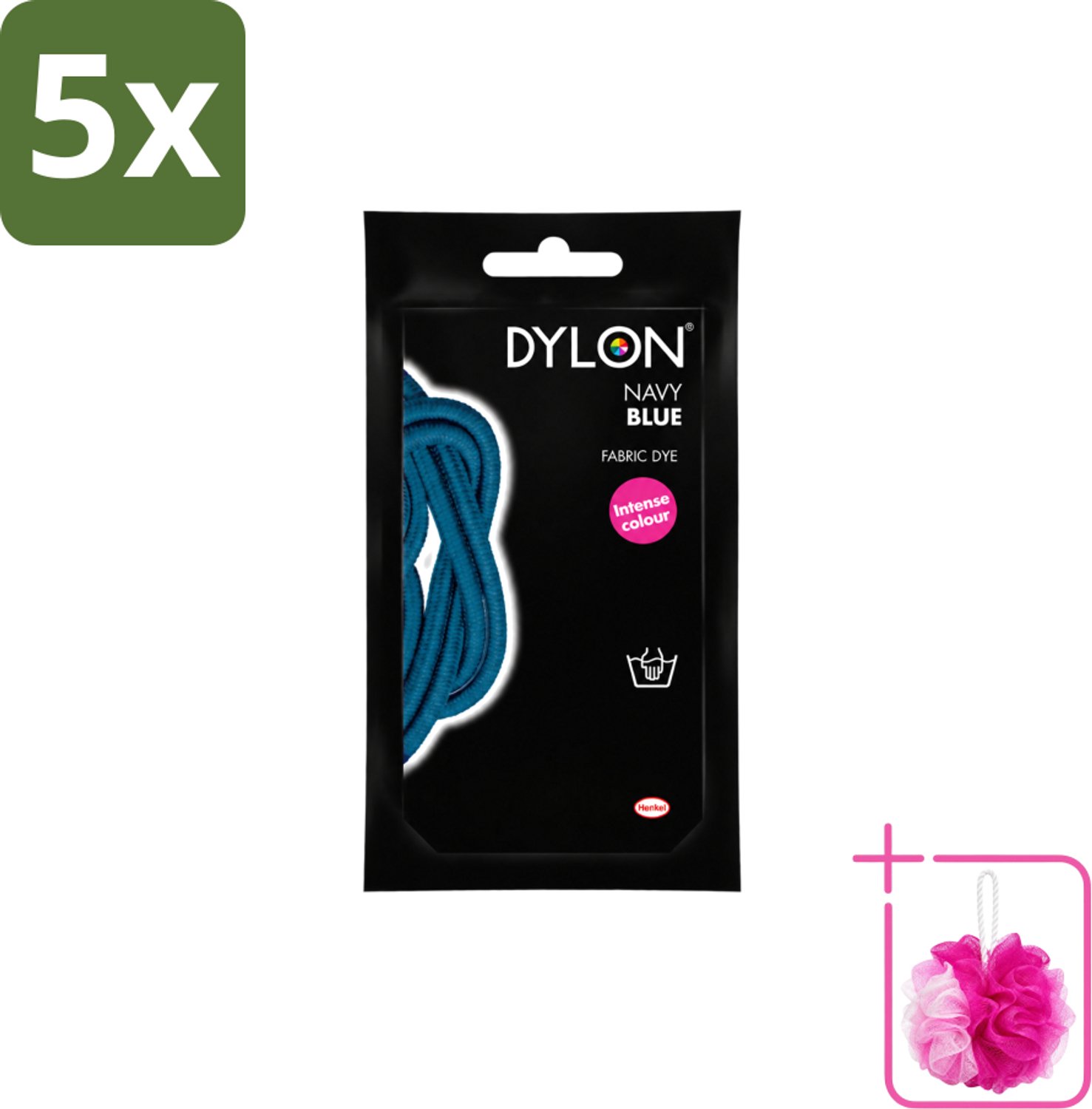 5 x DYLON – Textielverf Handwas – Navy Blue – 50 g - Bulkverpakking - Navy Blue - Douchemop - Marineblauw