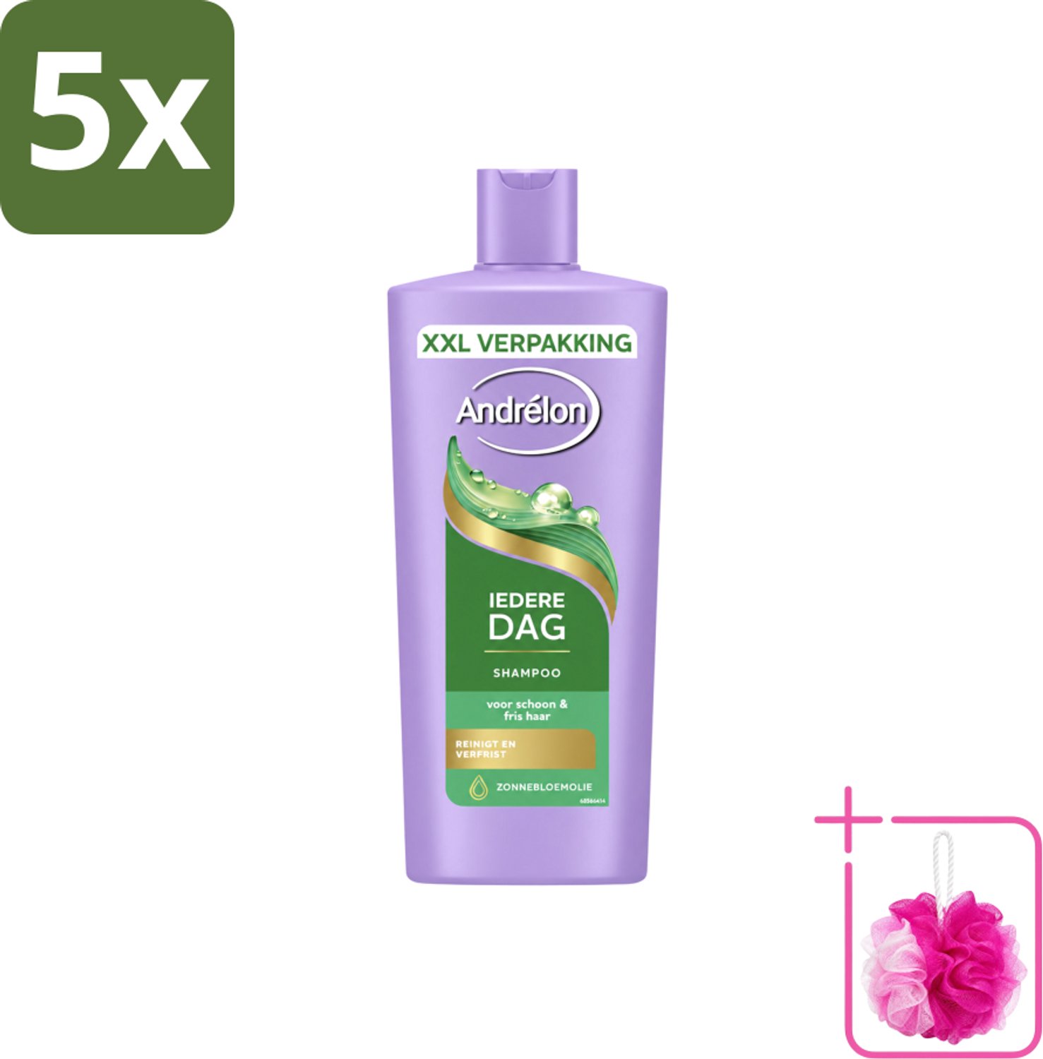 5 x Andrélon – Shampoo – Iedere Dag – 685 ml - Bulkverpakking - Dagelijks haarwassen - Douchemop - Zachte shampoo