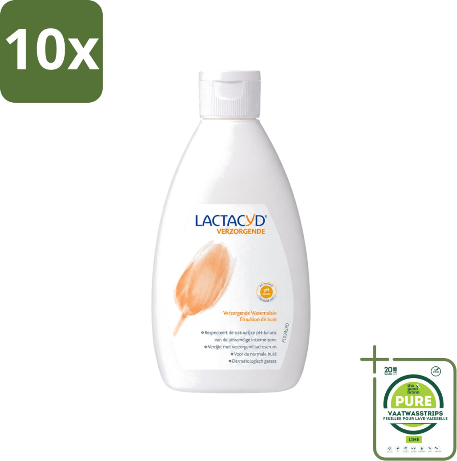 10 x Lactacyd – Verzorgende Wasemulsie – pH-vriendelijk – 300 ml - Grootverpakking - Vaatwasstrips - Intieme Wasemulsie - Milde Intieme Verzorging - Zeepvrij - PH-vriendelijk - Gevoelige Huid