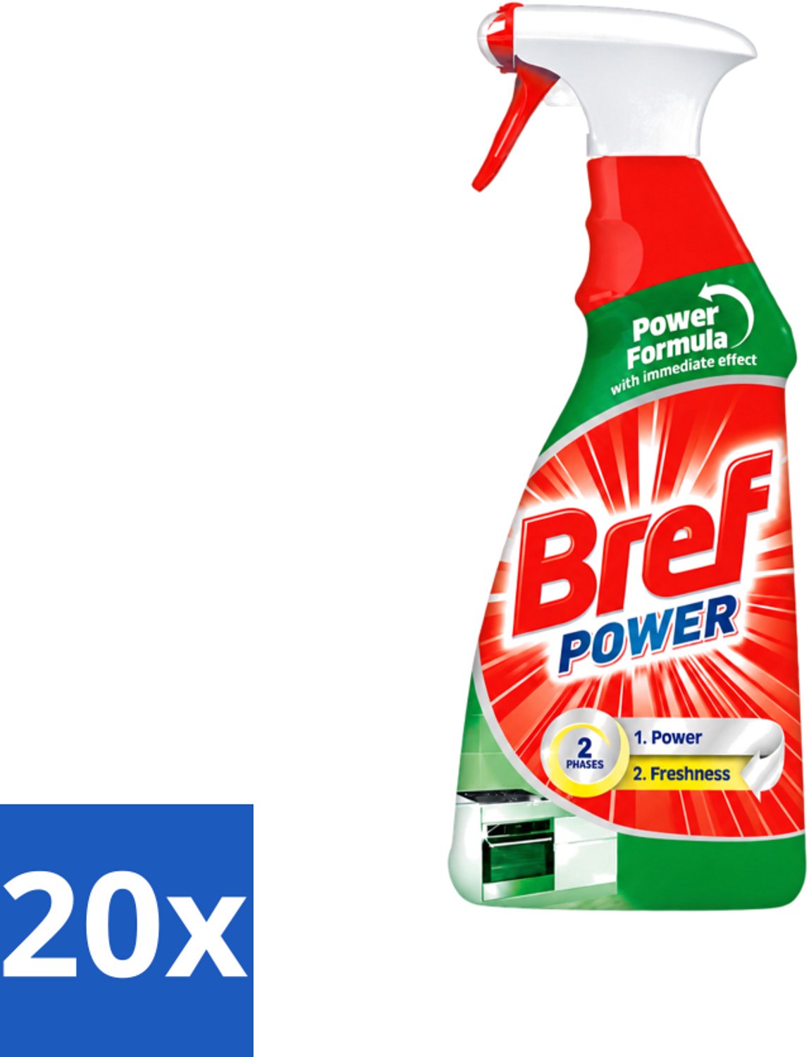 20 x Bref Power - Keukenreiniger - Spray - Ontvetter - 750 ml - Voordeelverpakking - 20 stuks
