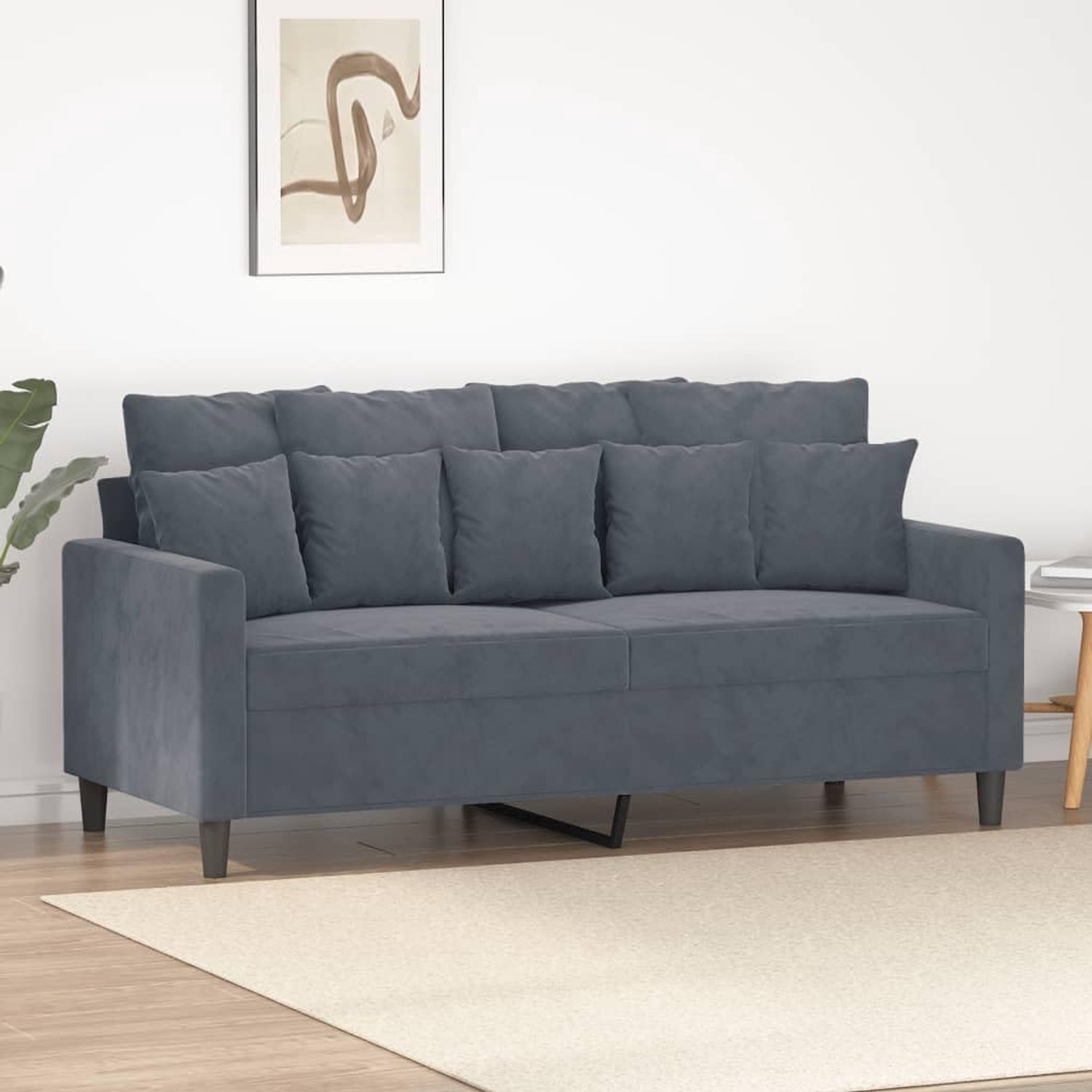 2-zitsbank, donkergrijs, 140 cm, fluwelen stof met metalen frame, comfortabel gestoffeerd meubilair voor de woonkamer, modern design bank met zacht velours, robuust zitmeubel