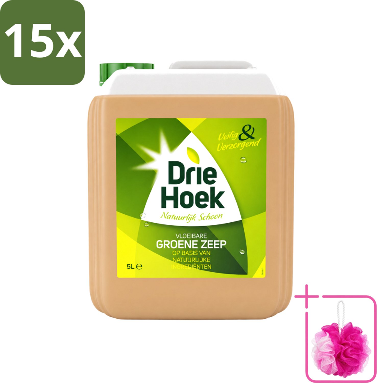 15 x Driehoek – Vloeibare Zeep – Groene Zeep – 5 liter - Bulkverpakking - Schoonmaken - Douchemop - Natuurlijke zeep