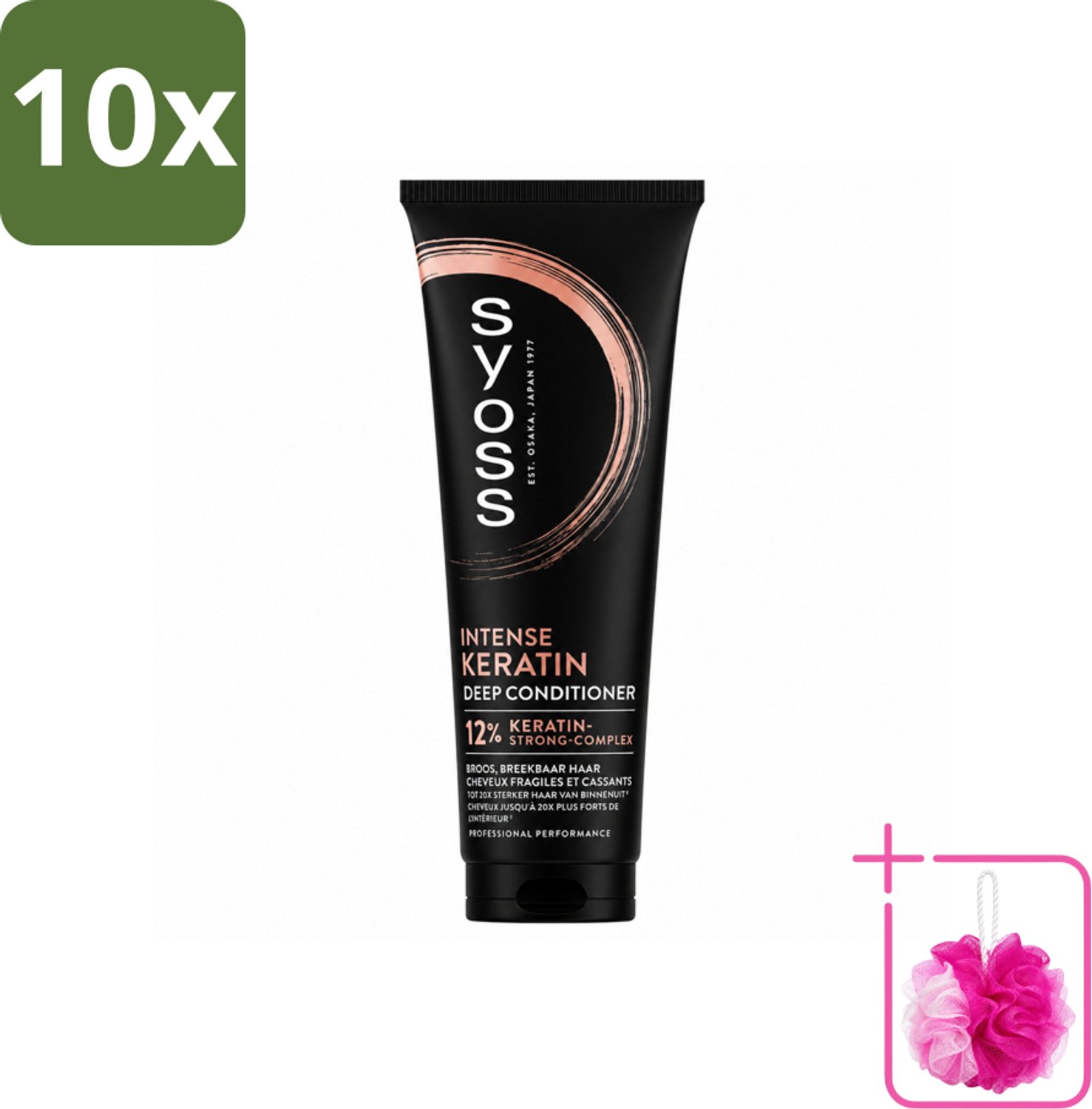 10 x Syoss - Keratin Conditioner - 250 ml - Bulkverpakking - Keratine conditioner - Douchemop - Krachtig haar