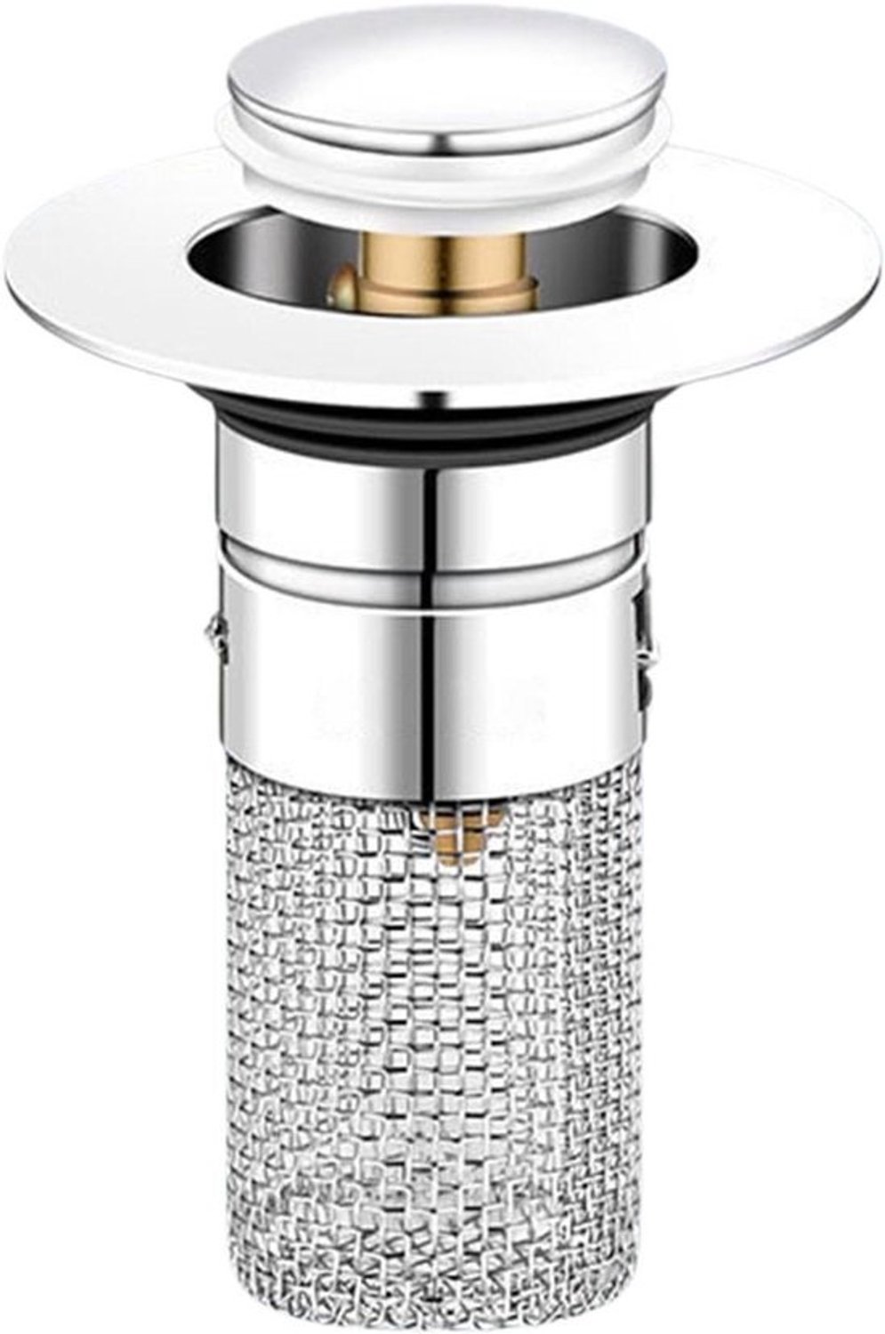 Gootsteenafvoerstopper - Badkamerplug - Afvoer schoonhouden - Afneembare filtermand - 6x8cm - Zilver