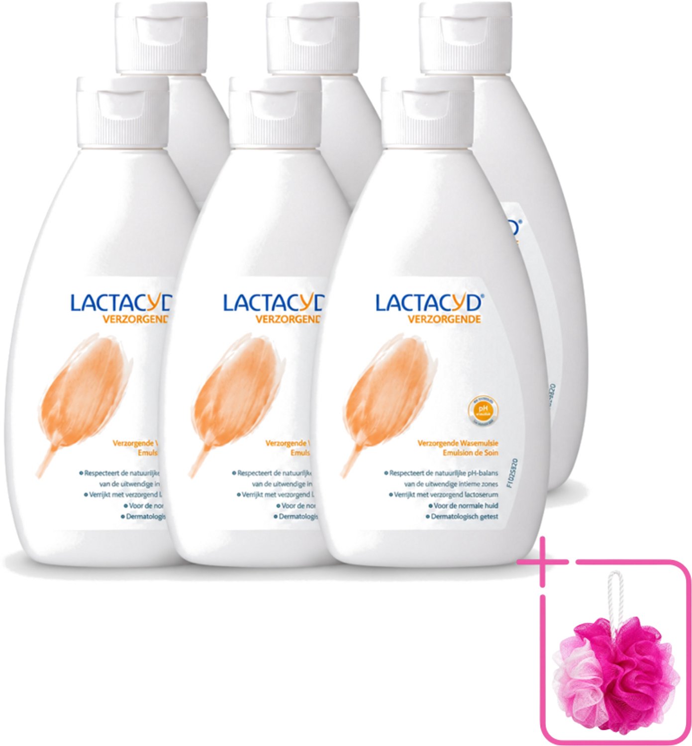 6 x Lactacyd – Verzorgende Wasemulsie – pH-vriendelijk – 300 ml - Bulkverpakking - Intieme wasemulsie - Douchemop - Milde intieme verzorging