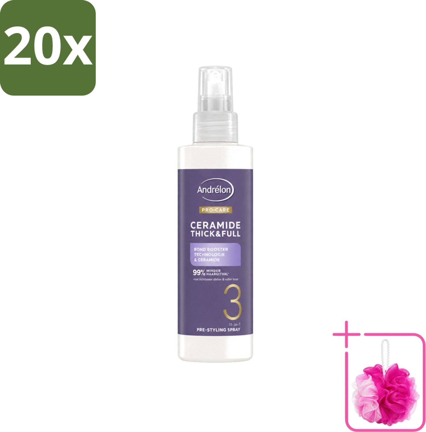 20 x Andrélon – Leave-In Spray – Pro Care Ceramide Thick & Full – 200 ml - Bulkverpakking - Haarkleur - Douchemop - Haartype