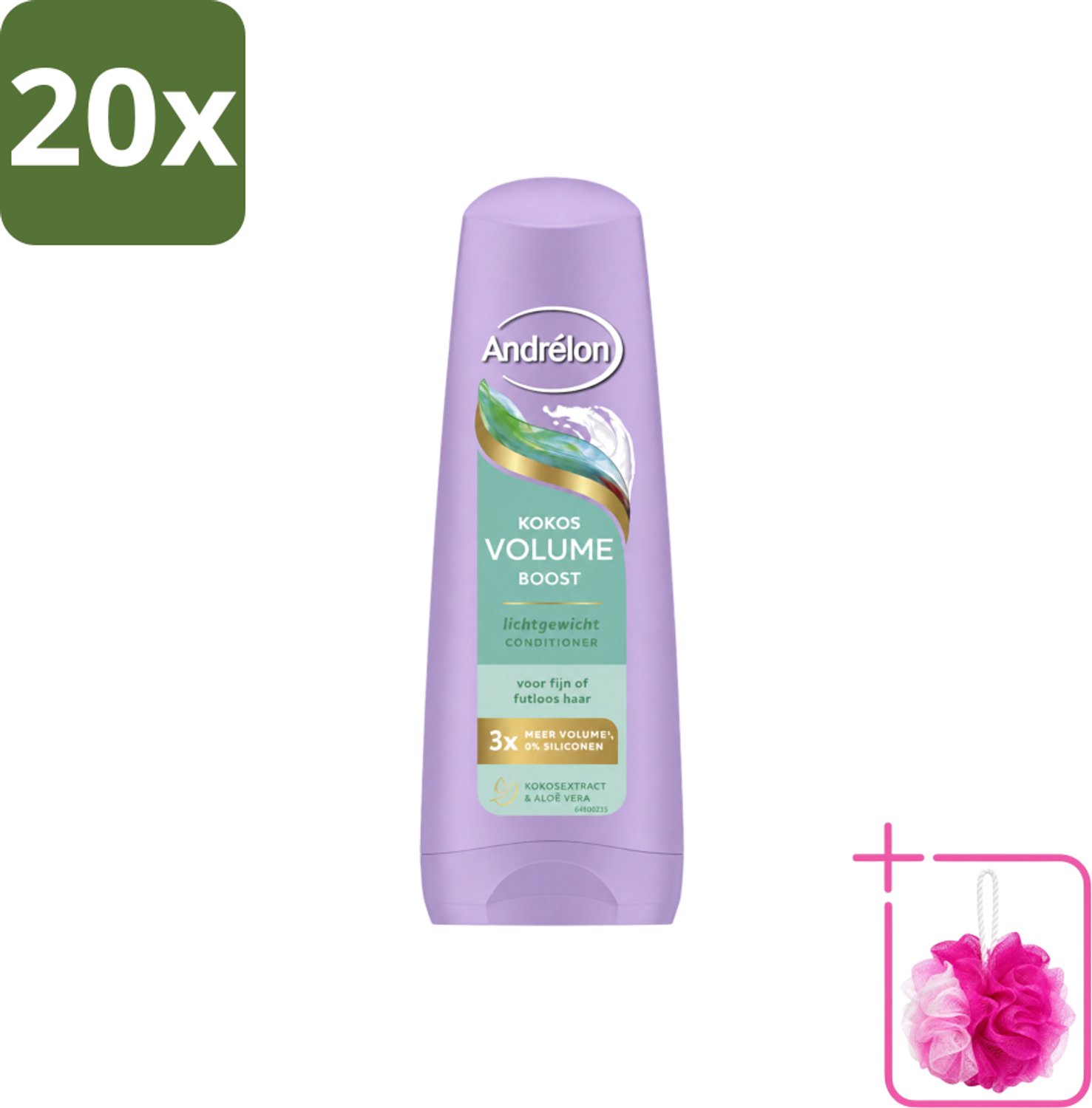 20 x Andrélon – Conditioner – Volume Boost – 200 ml - Bulkverpakking - Volume boost haar - Douchemop - Kokos conditioner
