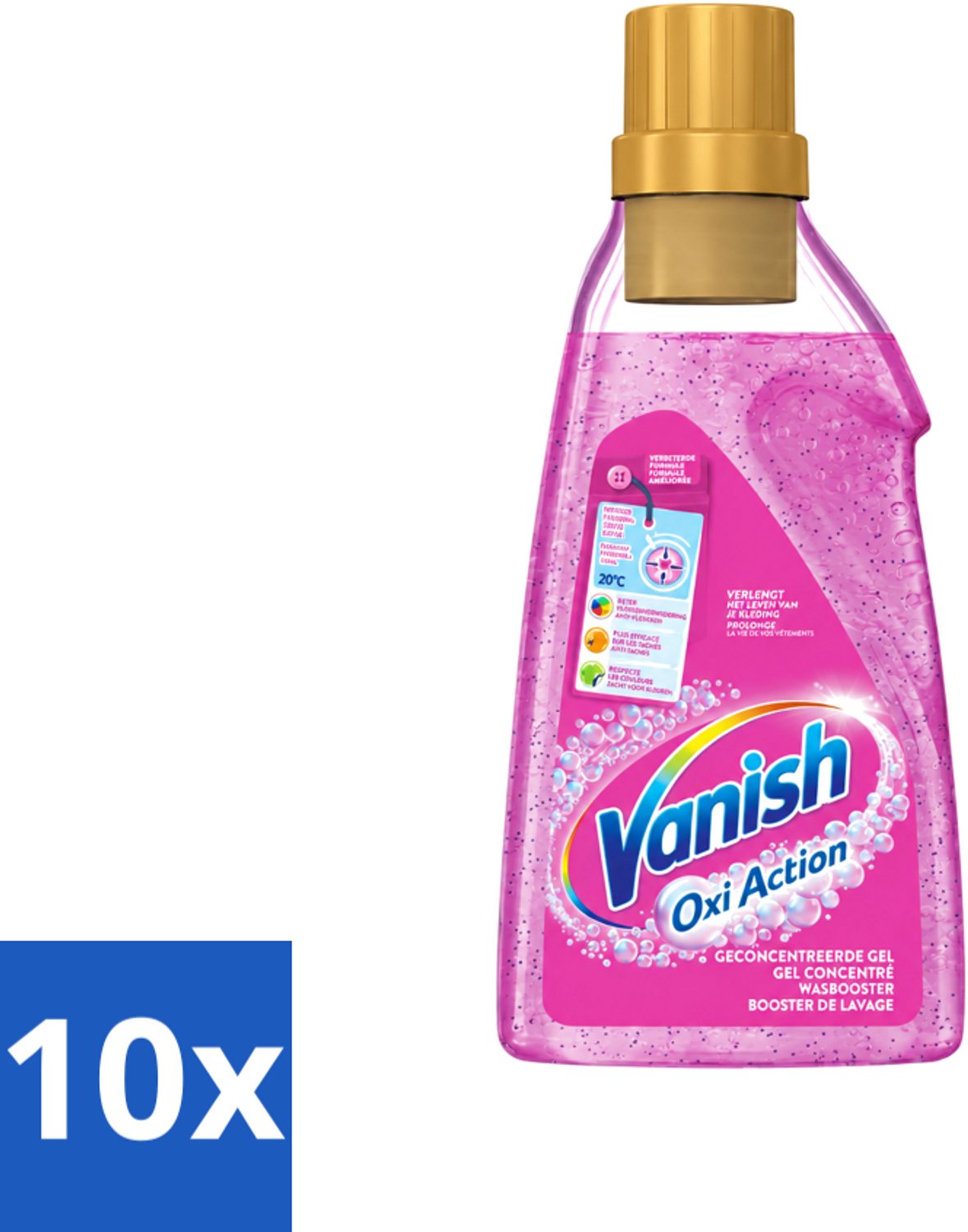 10 x Vanish Oxi Action - Vlekkenverwijderaar Gel - Voor Gekleurde Was - 30 Wasbeurten - Voordeelverpakking - 10 stuks