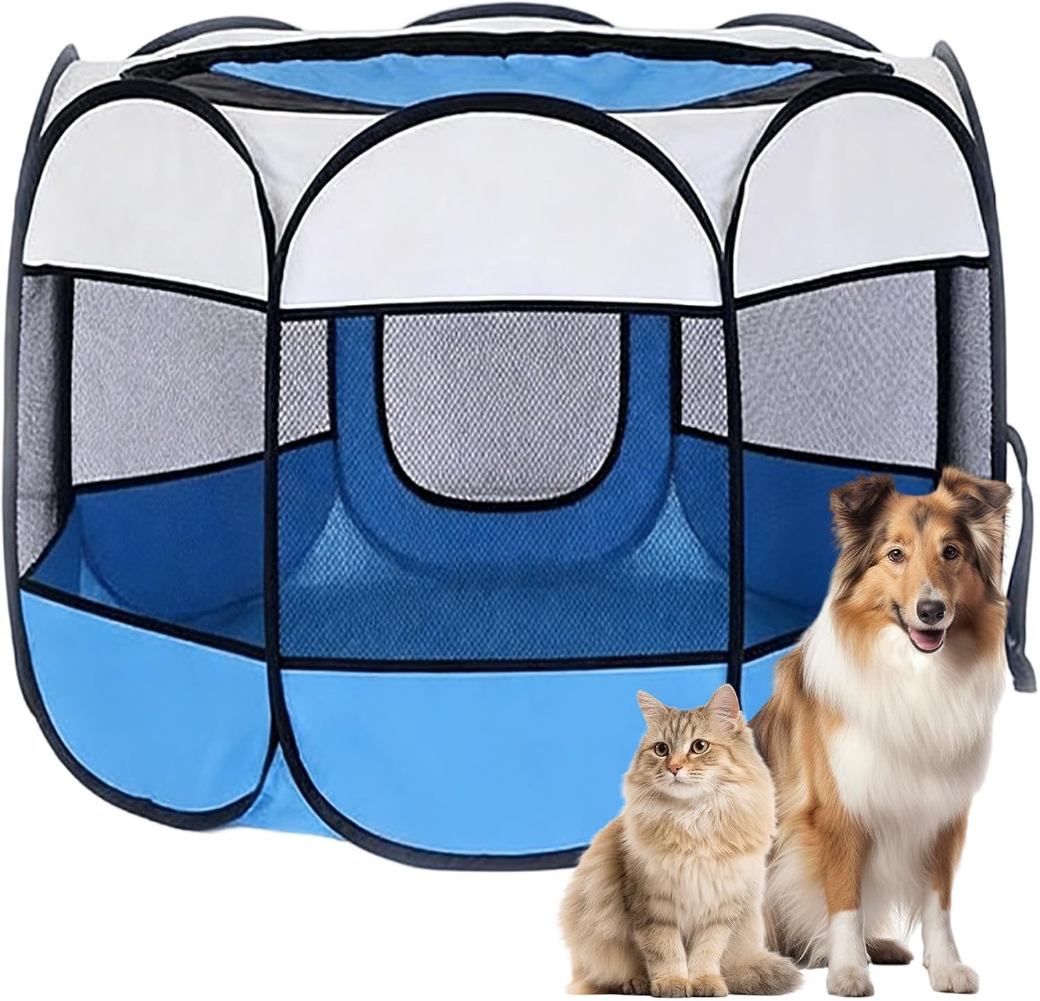 Puppyren voor binnen en buiten, opvouwbare box voor honden en katten, waterdichte Oxford-doek, puppybox voor katten, honden, konijnen, 74 x 74 x 43 cm