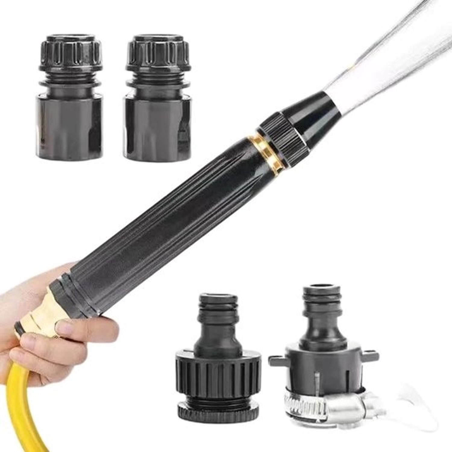 Tuinslangsproeikop - Booster-mondstuk - Buiten schoonmaken - 3 sproeipatronen - 18 x 8 x 4 cm - Metaal