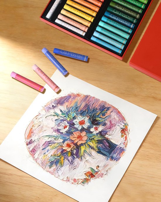 48 kleuren plus 4 witte, levendige kleuren, extra zacht oliekrijt, eenvoudig mengen en schaduwen, duurzame oliepastels, geschikt voor kunstenaarsbenodigdheden, voor kunstenaars en — afbeelding 5