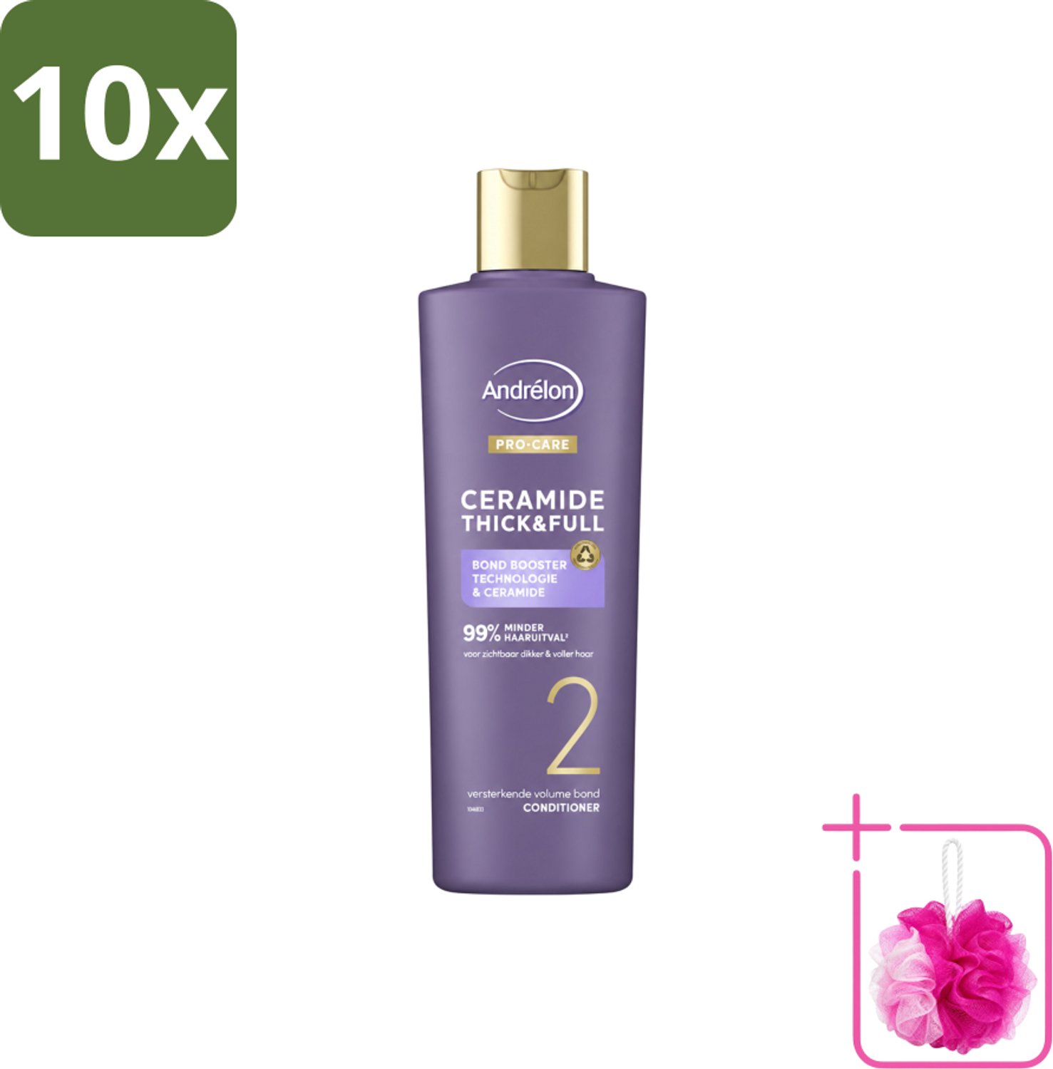 10 x Andrélon – Conditioner – Pro Care Ceramide Thick & Full – 250 ml - Bulkverpakking - Dikker haar - Douchemop - Voller haar