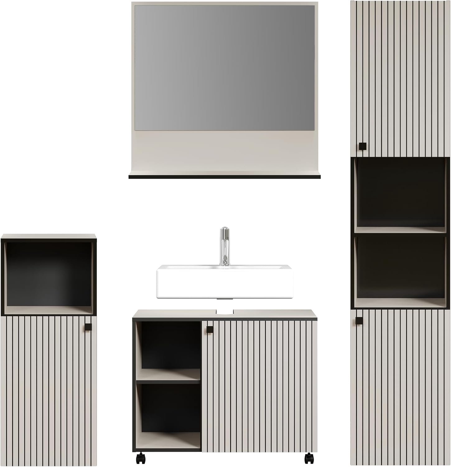 Badkamermeubelset PureBliss Kashmir lichtgrijs · B 180 x H 186 cm
