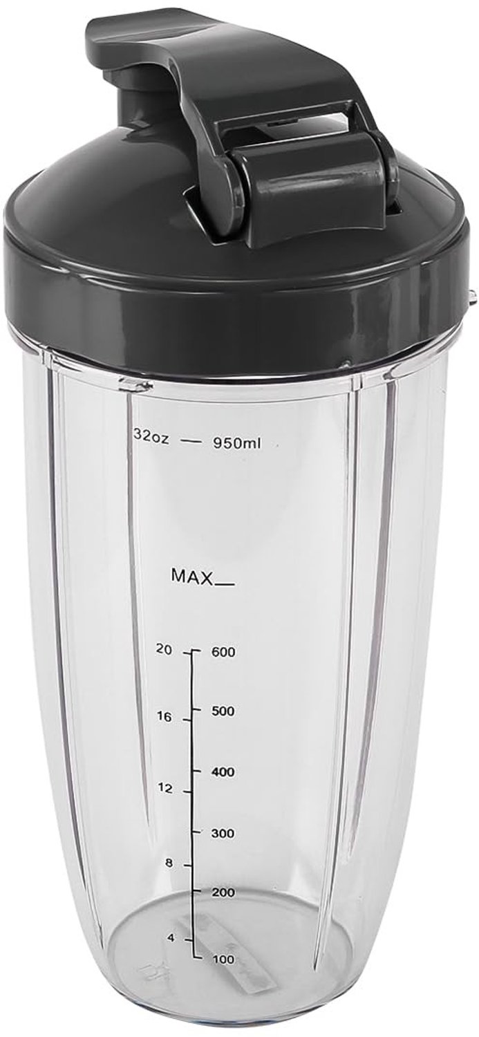 Mengbekers 32 Oz - Vervangende Mengbekers - Compatibel met 600W/900W Staafmixers - Vaatwasmachinebestendig - Voedingskwaliteit Materiaal - Sportdop Inclusief - Mixbeker