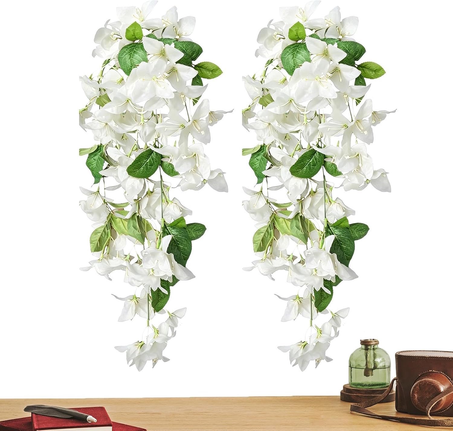 Kunstbloemen, kunstgroen voor tuindecoratie, 2 stuks indoor muurkunst in nepbloemen - voor binnen en buiten