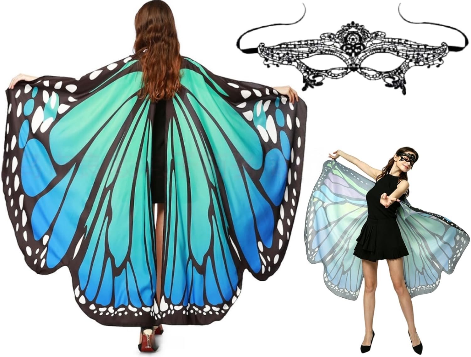 Vlinderkostuum voor dames, grappige vlindercape voor kinderen, sjaal, vlindervleugels voor jongens, vlindervleugels, Halloween, kostuums, Fairy Wing Fairy Cape