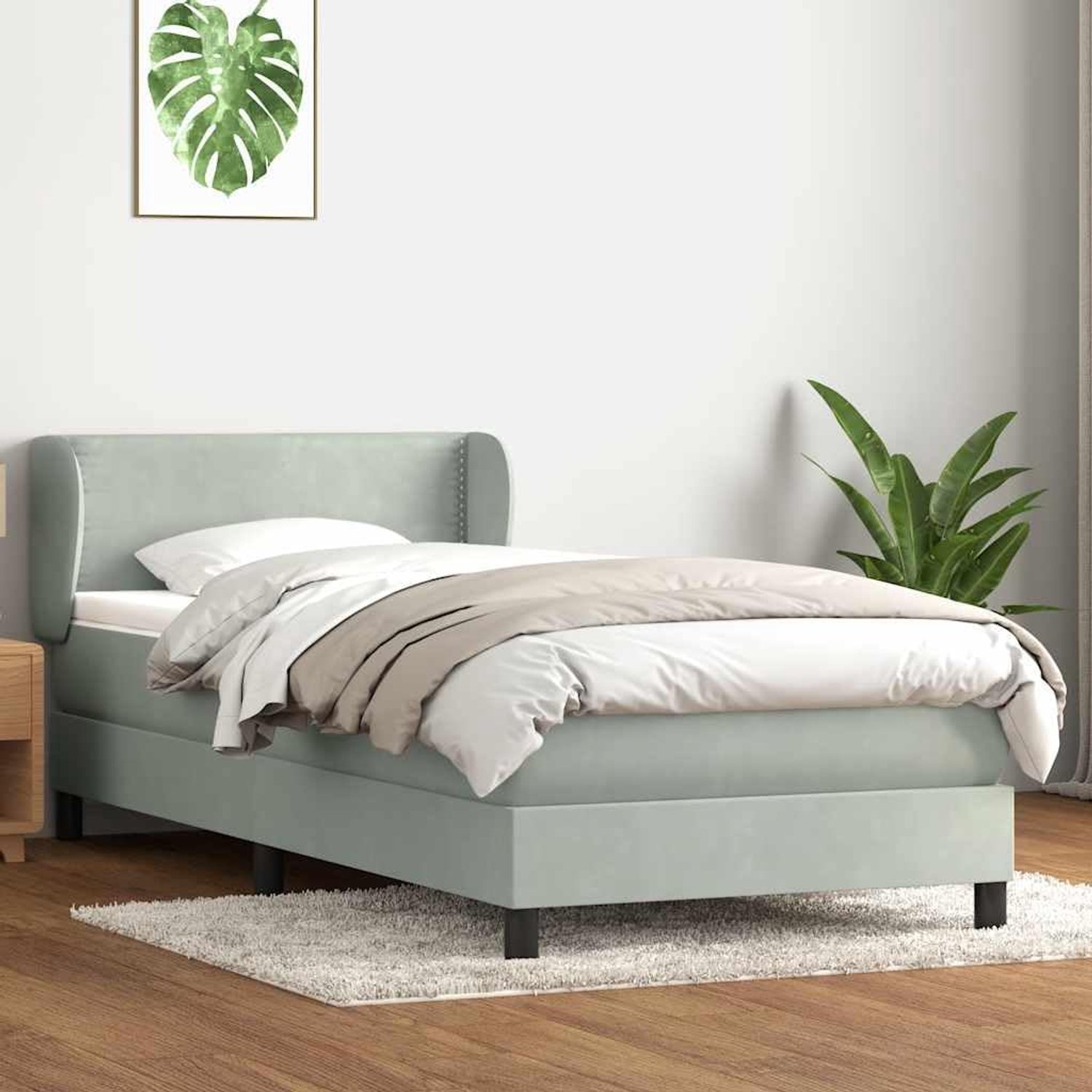 Boxspringbed pocketvering Lichtgrijs 80x210 cm