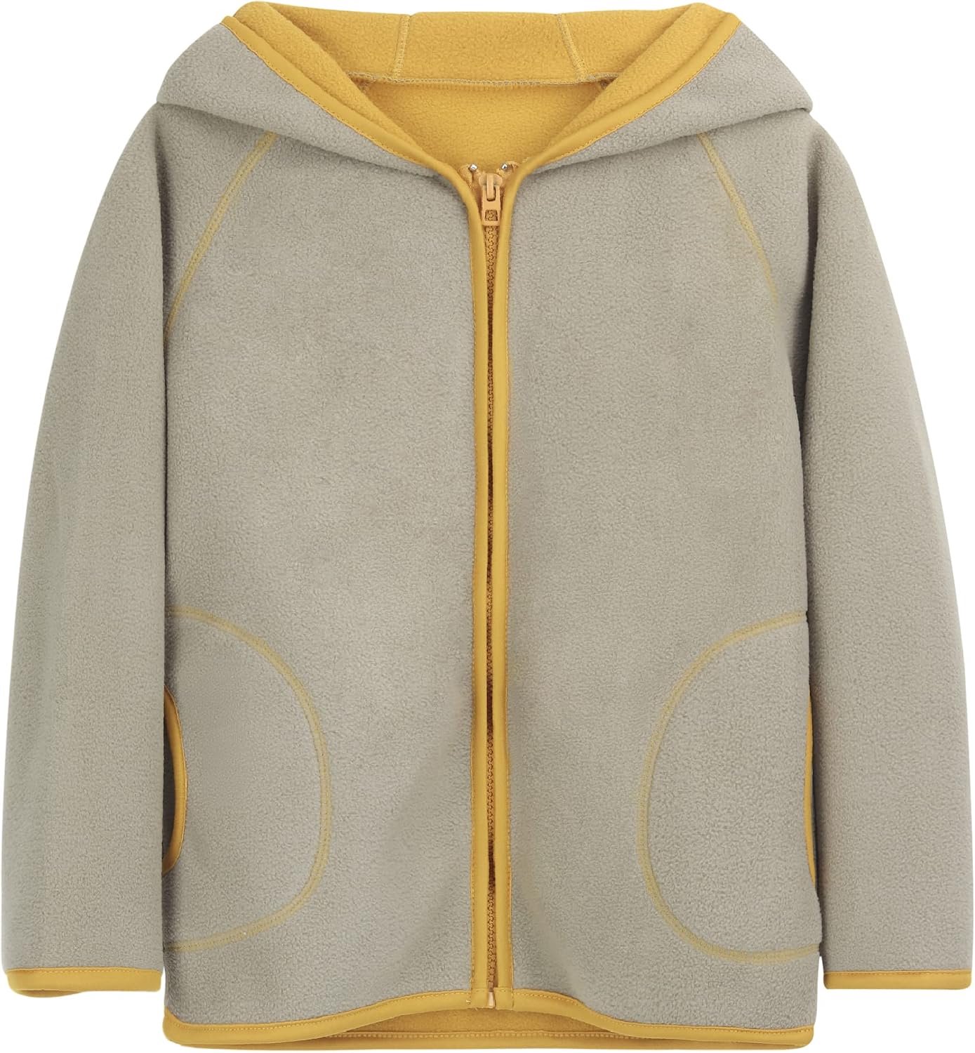 Kinderjack met capuchon, polarfleece, dubbellaags, voor jongens en meisjes, fleecejack, ritssluiting, winter, herfst, warm en