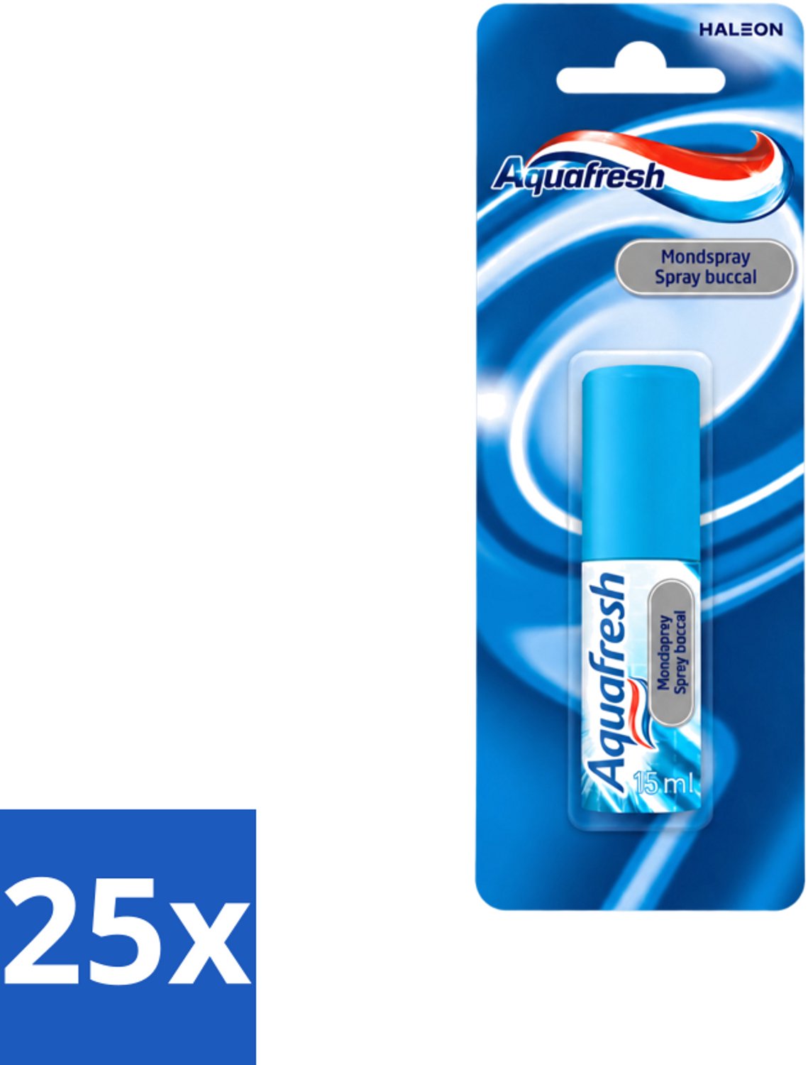 25 x Aquafresh - Odol Mondspray - Verfrissende Adem - Antibacterieel - Mint - 15 ml - Voordeelverpakking - 25 stuks