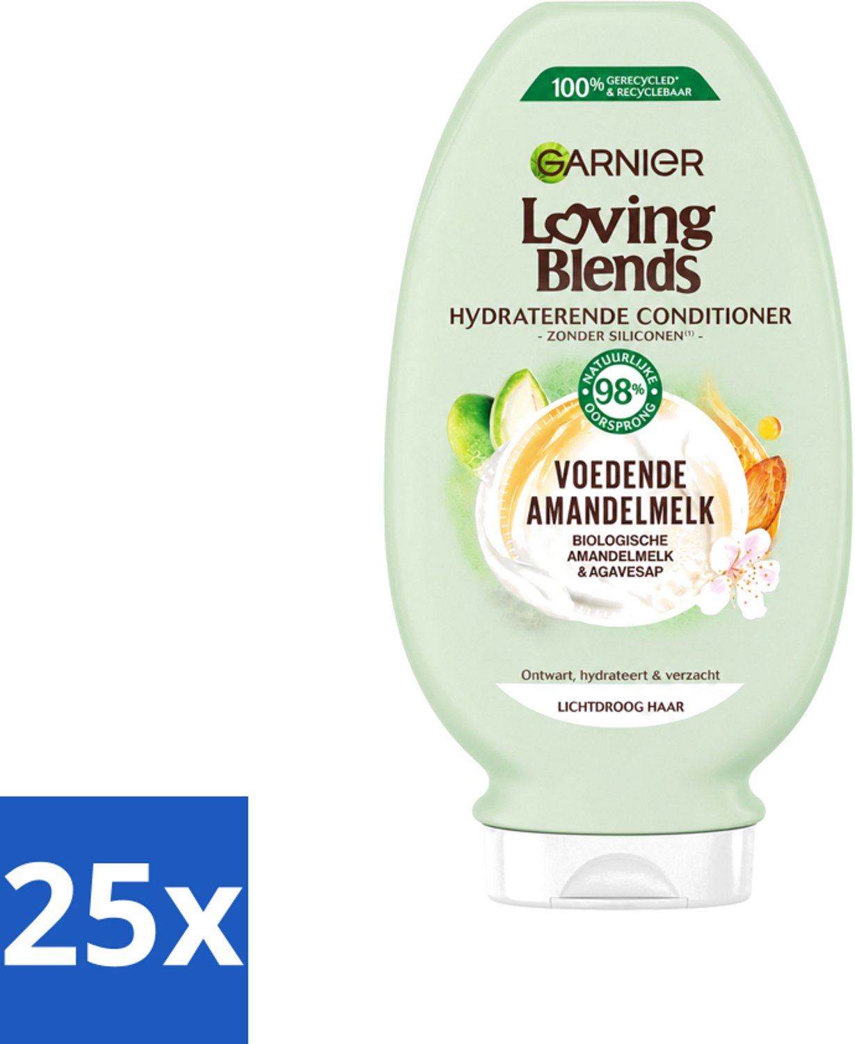 25 x Garnier - Loving Blends - Conditioner - Voedende Amandelmelk - Lichtdroog Haar - 250 ml - Voordeelverpakking - 25 stuks