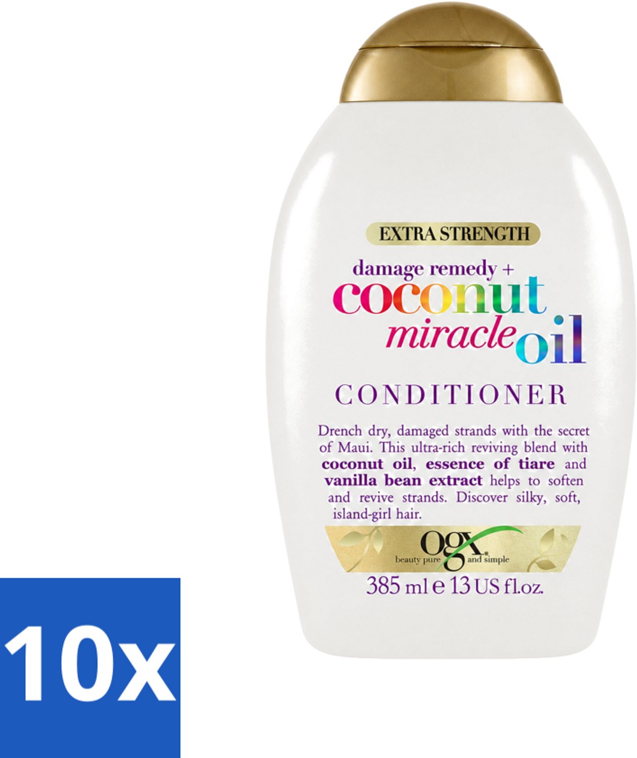 10 x OGX - Coconut Miracle Oil - Conditioner - Herstellend - Voor Beschadigd Haar - 385 ml - Voordeelverpakking - 10 stuks