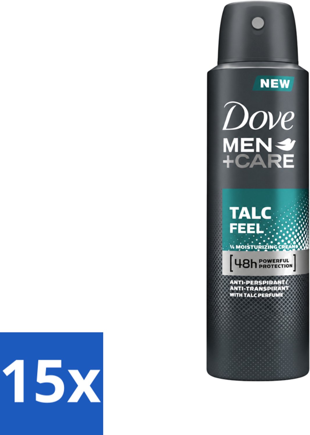 15 x Dove - Deodorant - Men Care Talc Feel - Zachte en verzorgende bescherming - 150 ml - Voordeelverpakking - 15 stuks