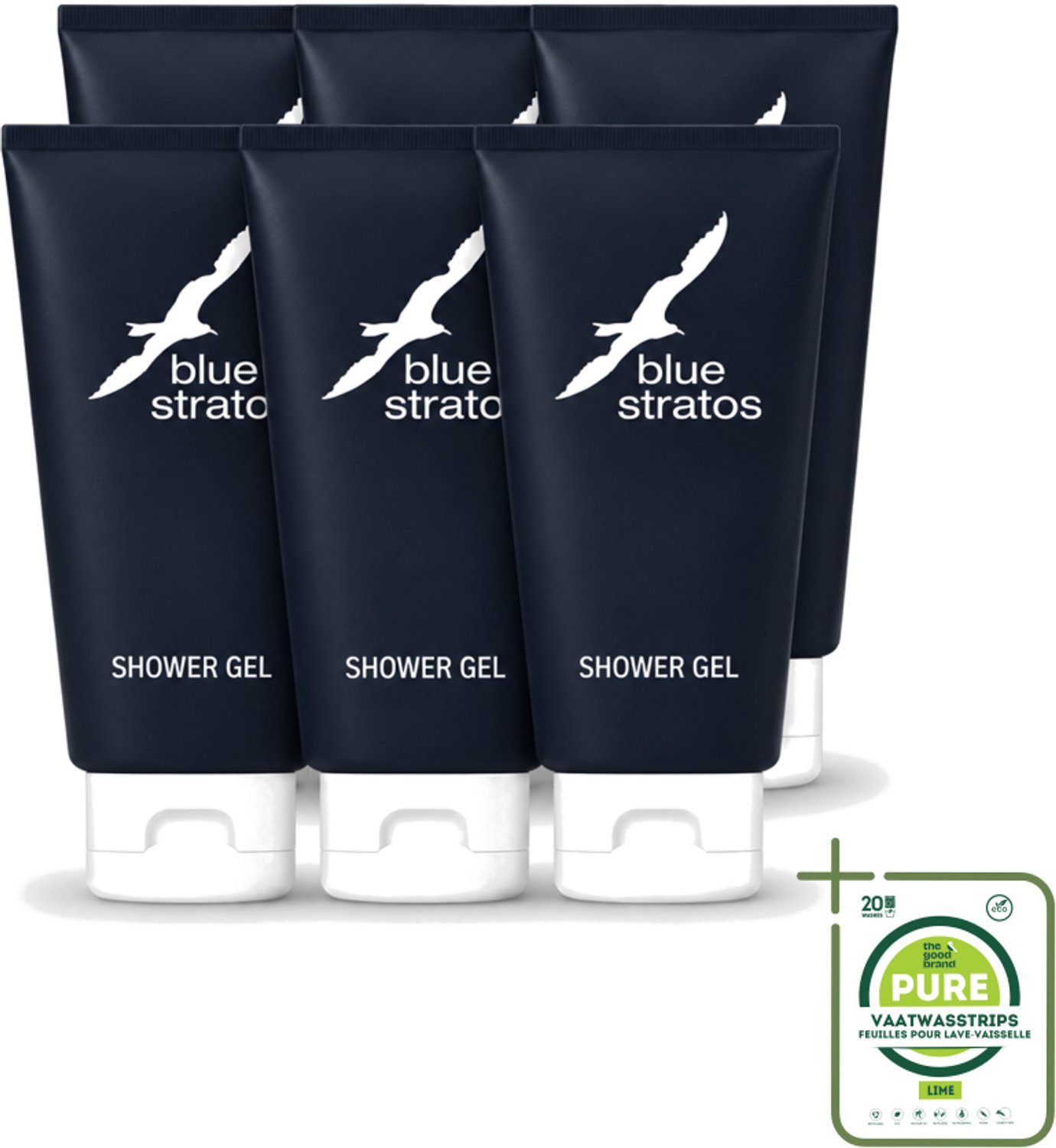 6 x Blue Stratos - Douchegel - Verfrissende Geur - 200 ml - Grootverpakking - Vaatwasstrips - Douchegel - Frisse Start - Klassieke Geur - Mannelijke Geur - Verfrissende Huid
