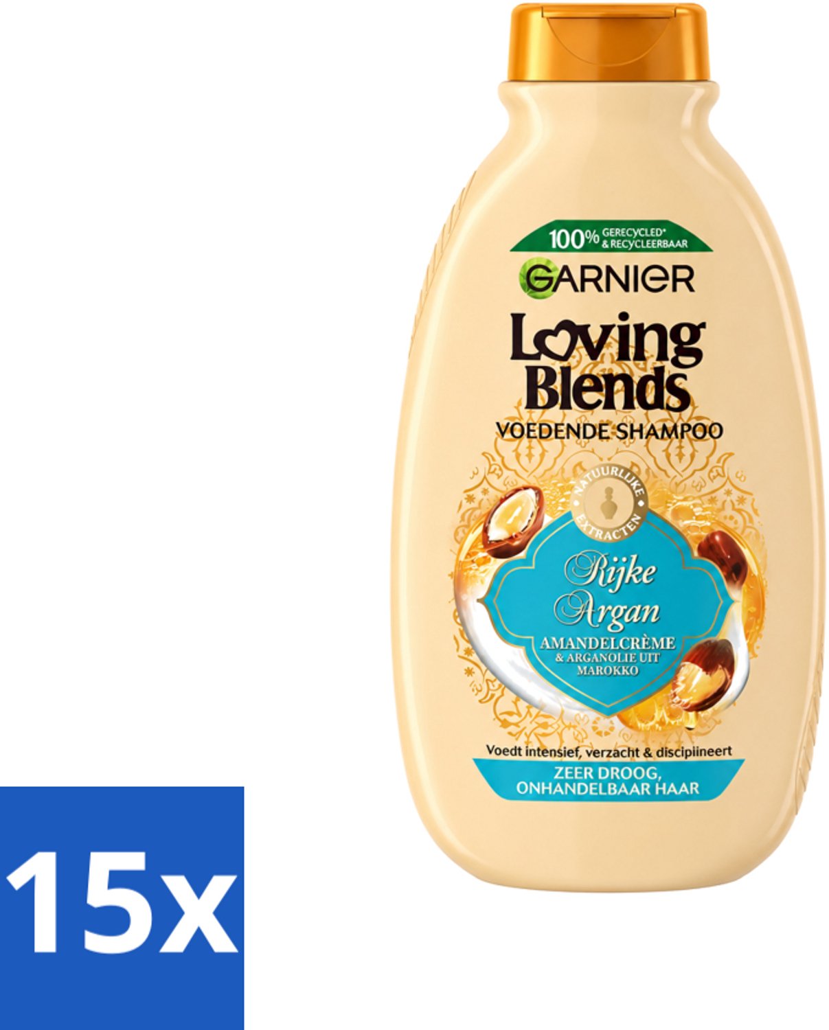 15 x Garnier - Loving Blends - Shampoo - Rijke Argan - Zeer Droog Onhandelbaar Haar - 300 ml - Voordeelverpakking - 15 stuks
