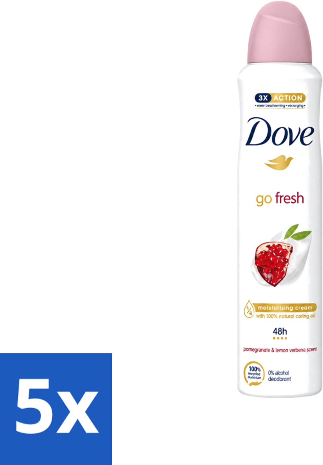 5 x Dove - Deodorant - Spray Go Fresh - Granaatappel - Fruitige geur - 250 ml - Voordeelverpakking - 5 stuks