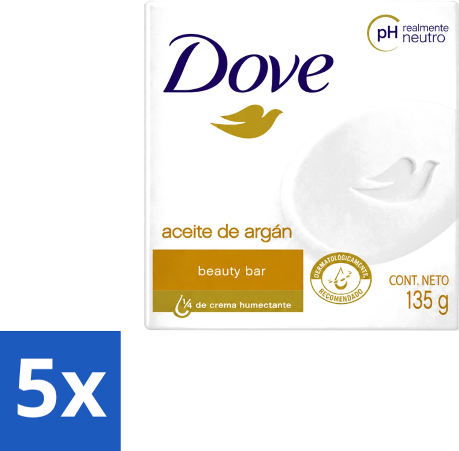 5 x Dove - Zeep - Arganolie - Verzorgend en hydraterend - 135 g - Voordeelverpakking - 5 stuks