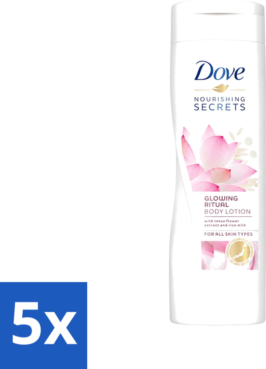 5 x Dove - Glowing Ritual - Bodylotion - Verzorgend en stralend - 400 ml - Voordeelverpakking - 5 stuks