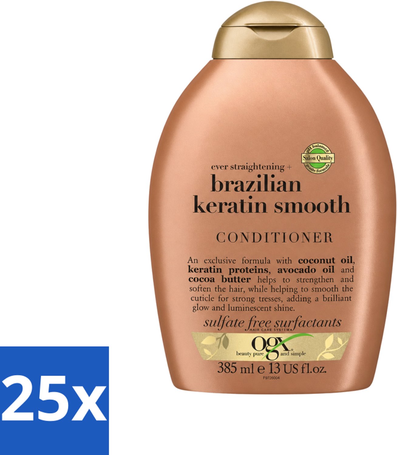25 x OGX - Brazilian Keratin Smooth - Conditioner - Gladmakend - Herstellend - 385 ml - Voordeelverpakking - 25 stuks