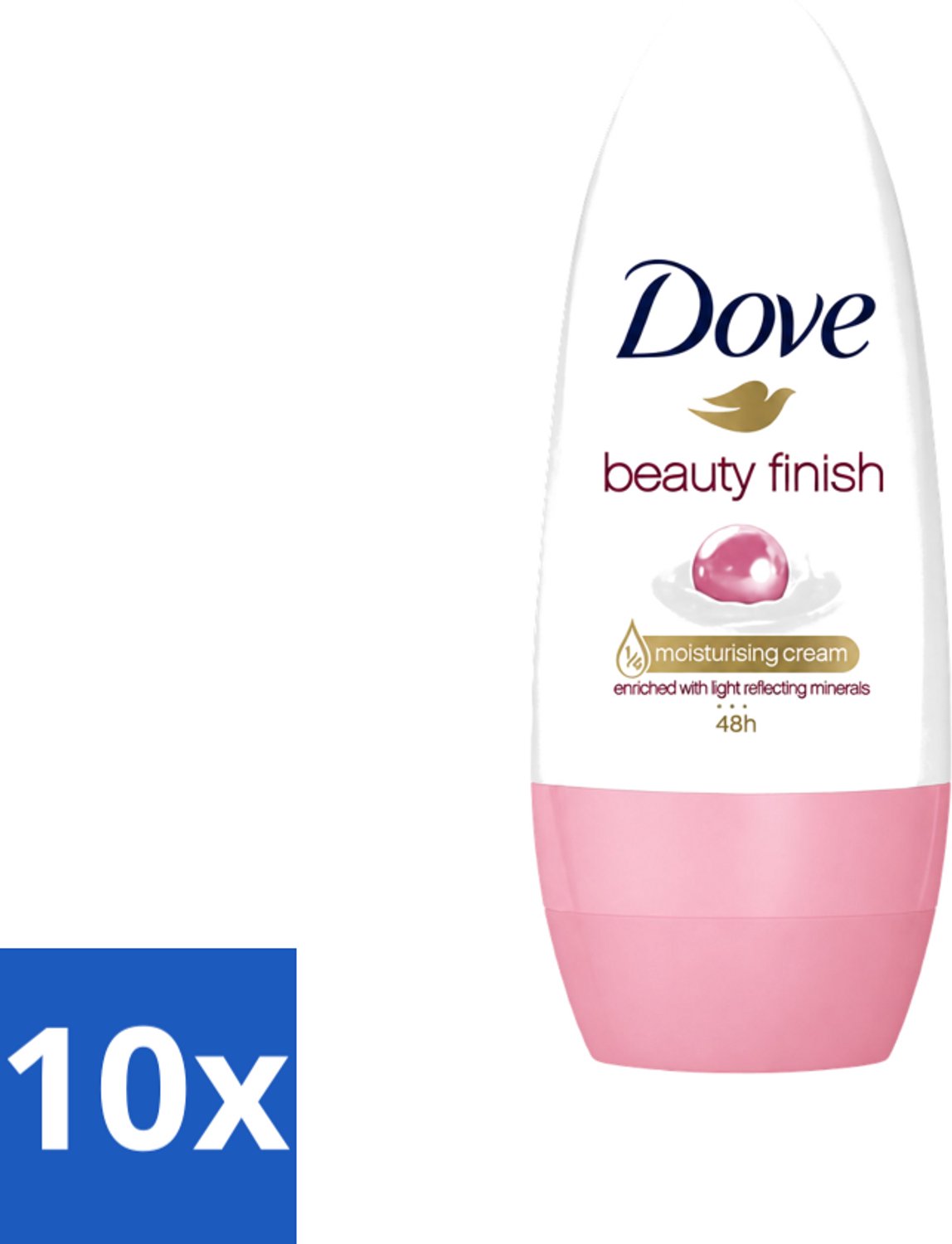 10 x Dove - Deodorant - Roll-On Beauty Finish - Soepele geur en verzorging - 50 ml - Voordeelverpakking - 10 stuks