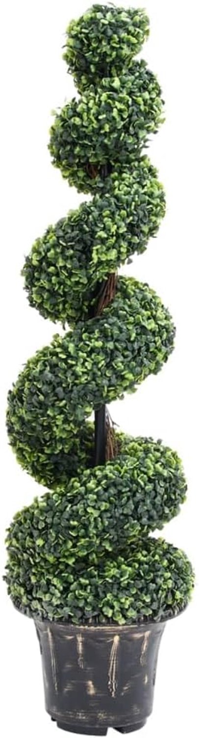 Kunstbuxus spiraal met groene pot, 117 cm