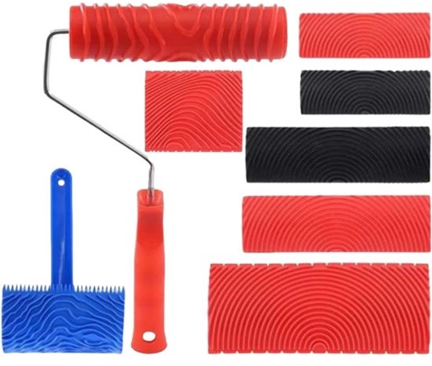 Houtnerfrollerset - Textuurrollers - Meubels decoreren - Realistisch houtnerfeffect - 8 stuks - Niet gespecificeerd