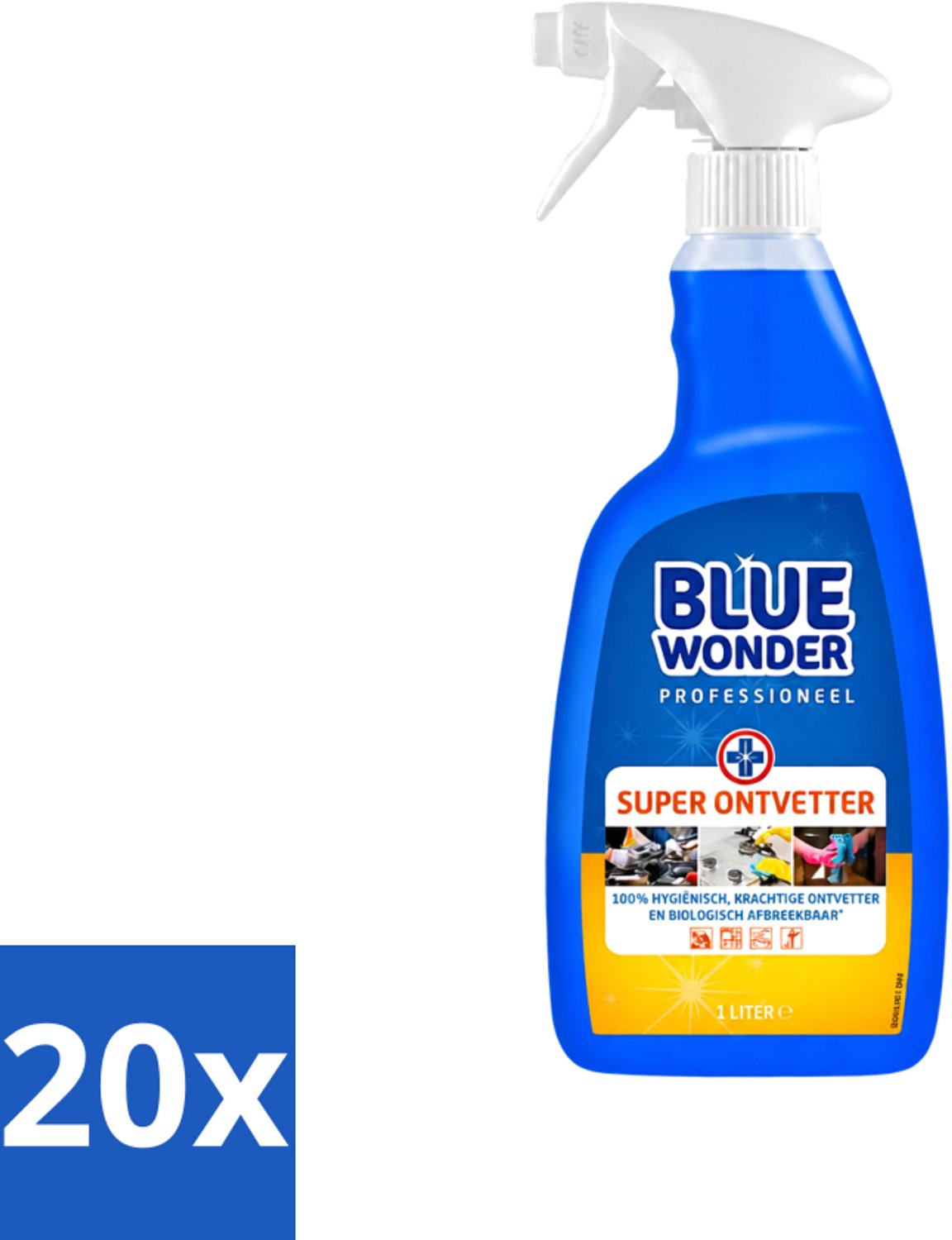 20 x Blue Wonder - Professioneel Superontvetter - Spray - Krachtige Ontvetter - 1 Liter - Voordeelverpakking - 20 stuks