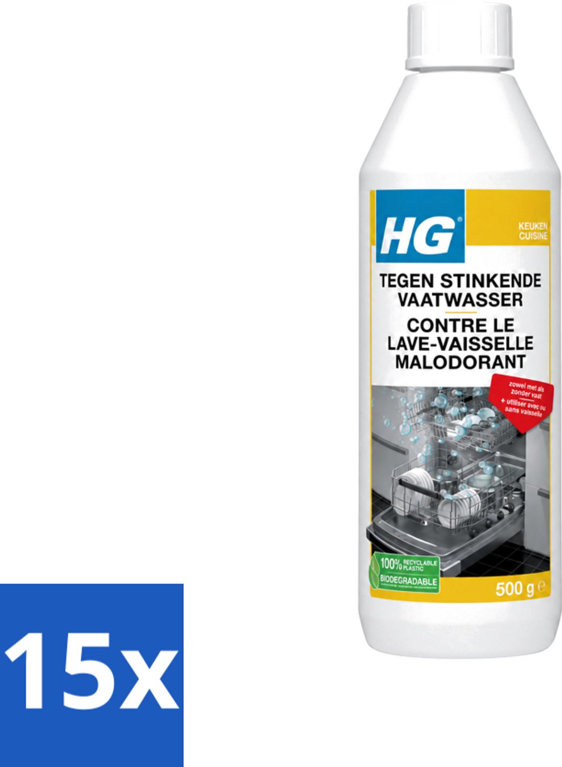 15 x HG - Tegen Stinkende Vaatwasser - Met & Zonder Vaat - 12 Behandelingen - Voordeelverpakking - 15 stuks