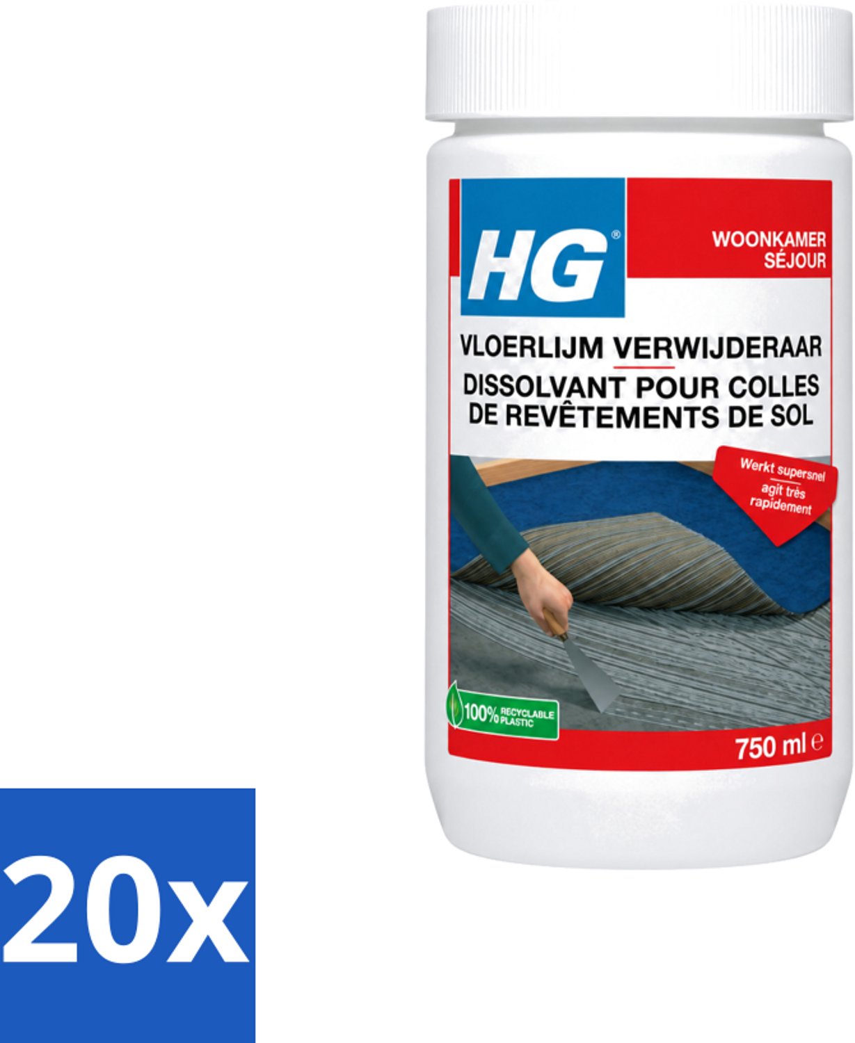 20 x HG - Vloerlijmverwijderaar - 750 ml - Voordeelverpakking - 20 stuks