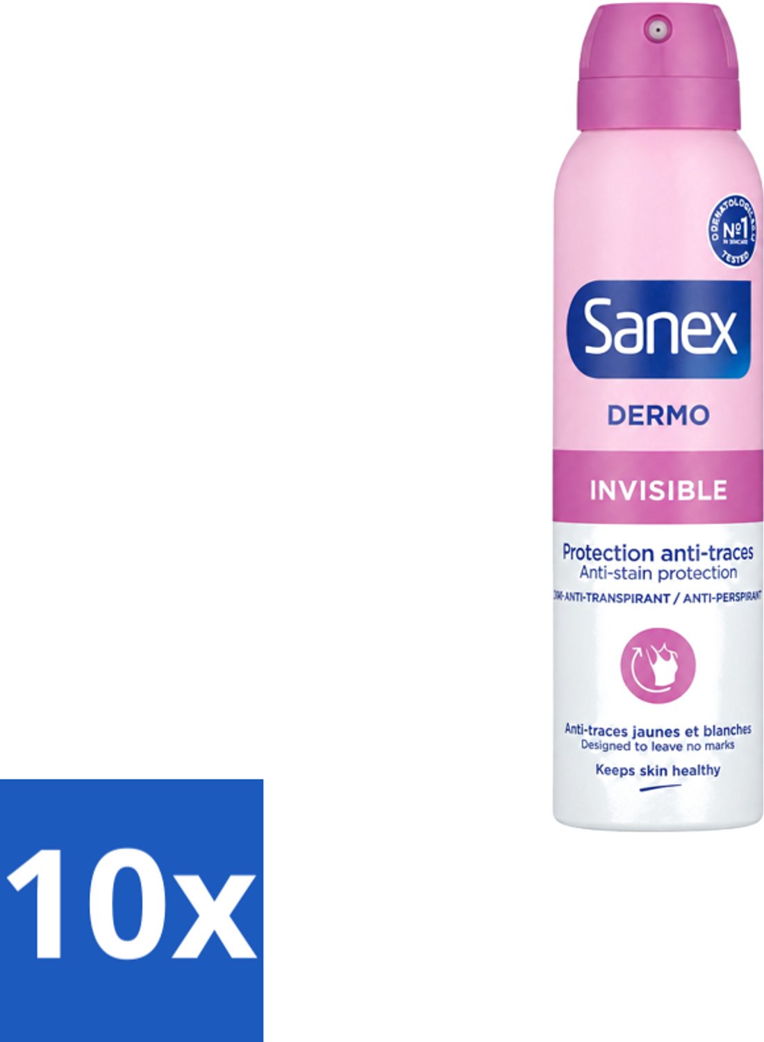 10 x Sanex – Deodorant Spray – Dermo Invisible – 150 ml - Voordeelverpakking - 10 stuks