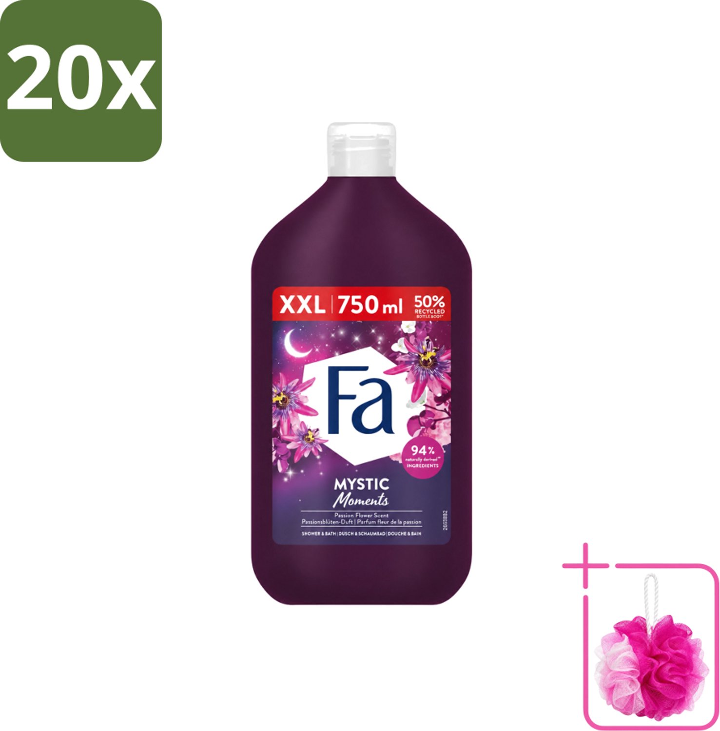20 x Fa - Mystic Moments - Bad- & Douchegel - Passiebloem - 750 ml - Bulkverpakking - Bad en douchegel - Douchemop - Passiebloem