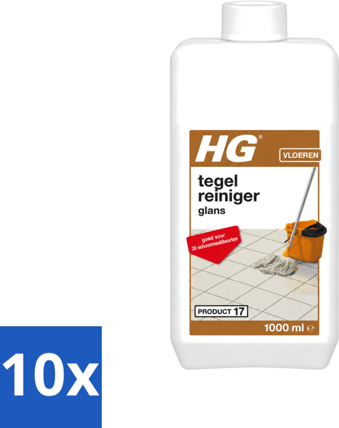 10 x HG - Vloeren - Tegelreiniger Glans - Biologisch Afbreekbaar - 1L - Voordeelverpakking - 10 stuks