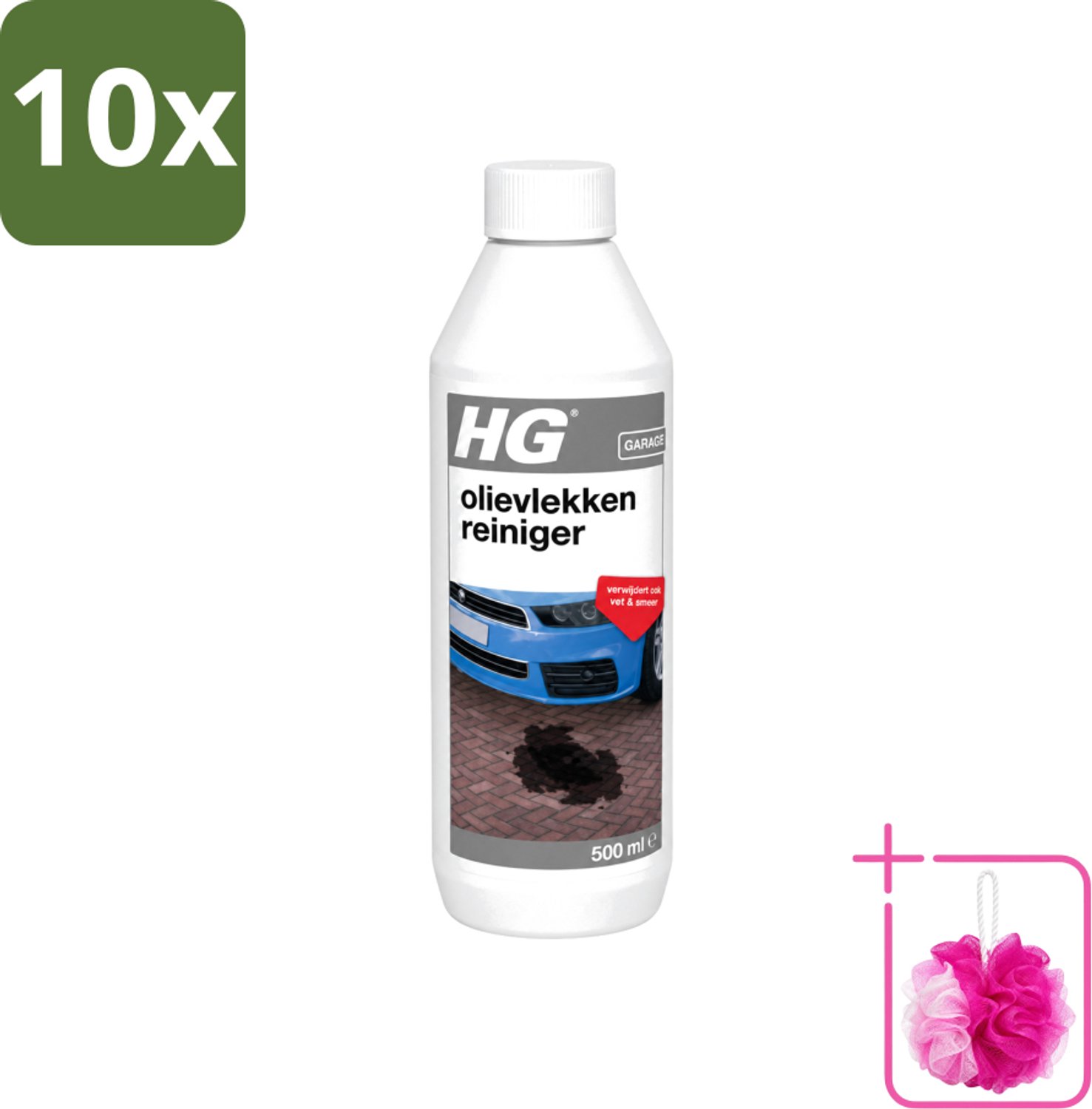 10 x HG - Olievlekkenreiniger - Verwijdert Ook Vet & Smeer - 500 ml - Bulkverpakking - Olievlekkenreiniger - Douchemop - Vetvlekken
