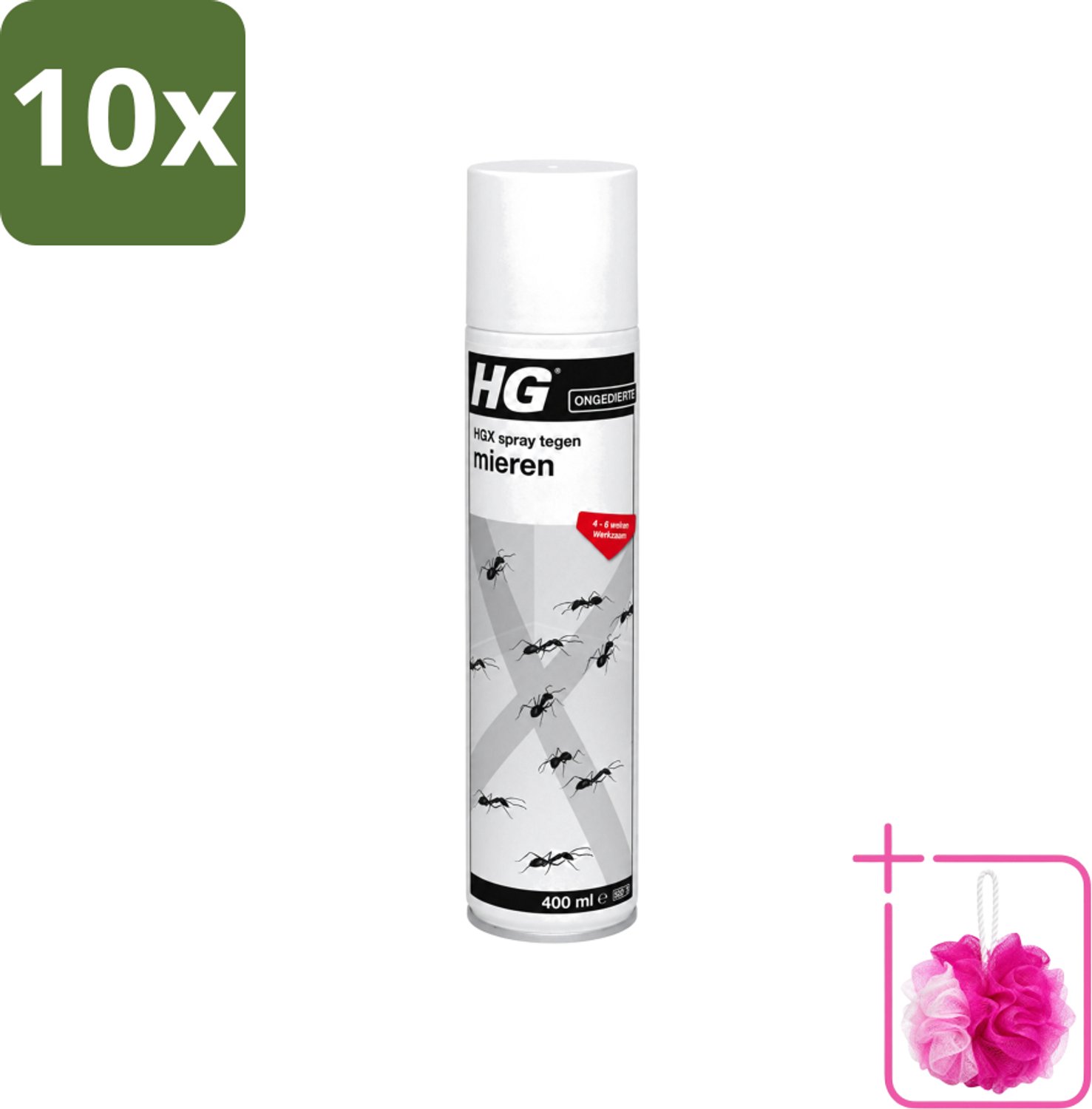 10 x HG X - Spray tegen Mieren - Direct Werkende Mierenbestrijding - 400 ml - Bulkverpakking - Mierenbestrijding - Douchemop - Mierenbestrijdingsmiddel