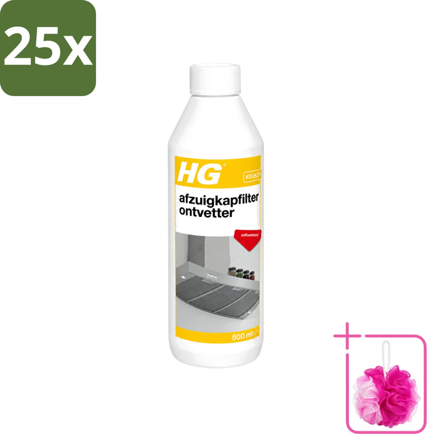 25 x HG - Afzuigkapfilter Ontvetter - Zelfwerkend - 500 ml - Bulkverpakking - Afzuigkapfilter - Douchemop - Ontvetter