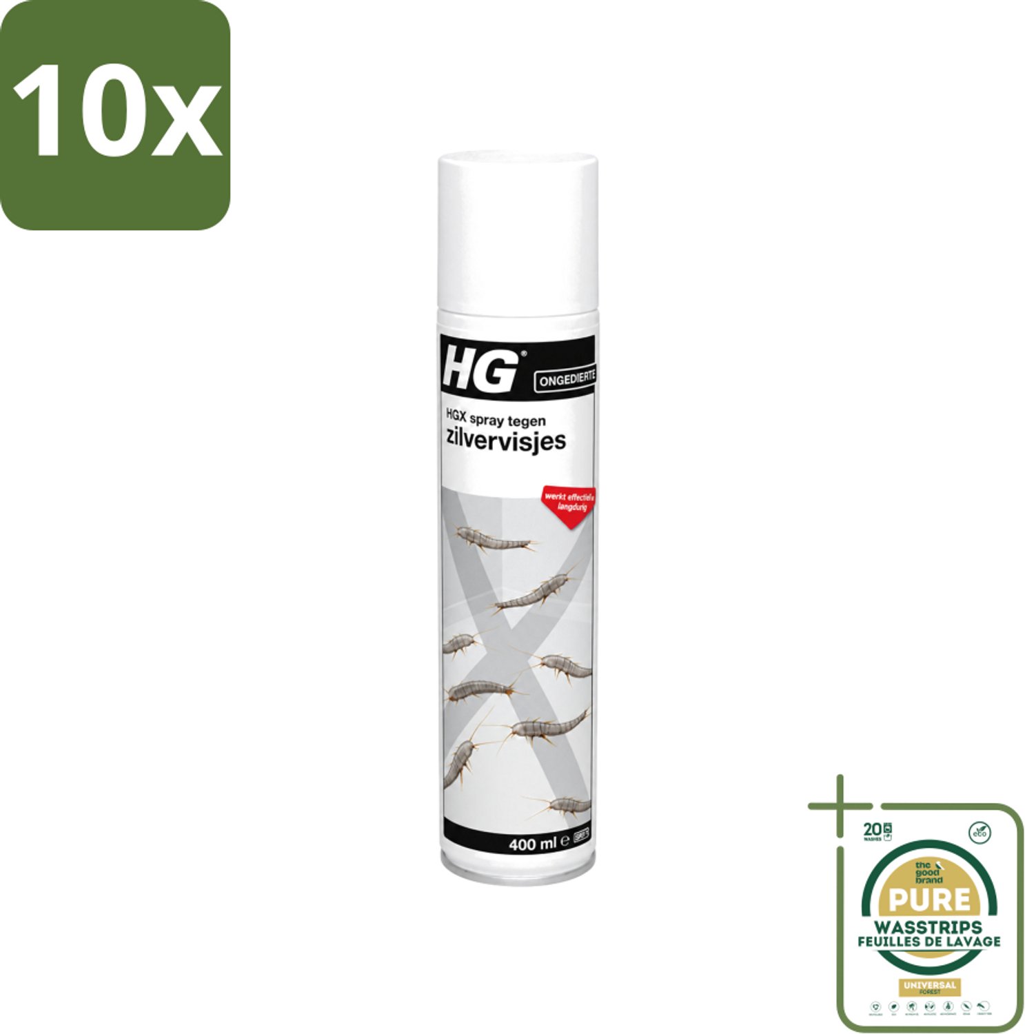 10 x HG X - Spray tegen Zilvervisjes - Langdurige Bescherming - 400 ml - Wasstrips - Zilvervisjes Bestrijding - Zilvervisjes In Huis - Zilvervisjes Bestrijding Spray - Zilvervisjes Bestrijding 400 Ml - Zilvervisjes Bestrijding Langdurig