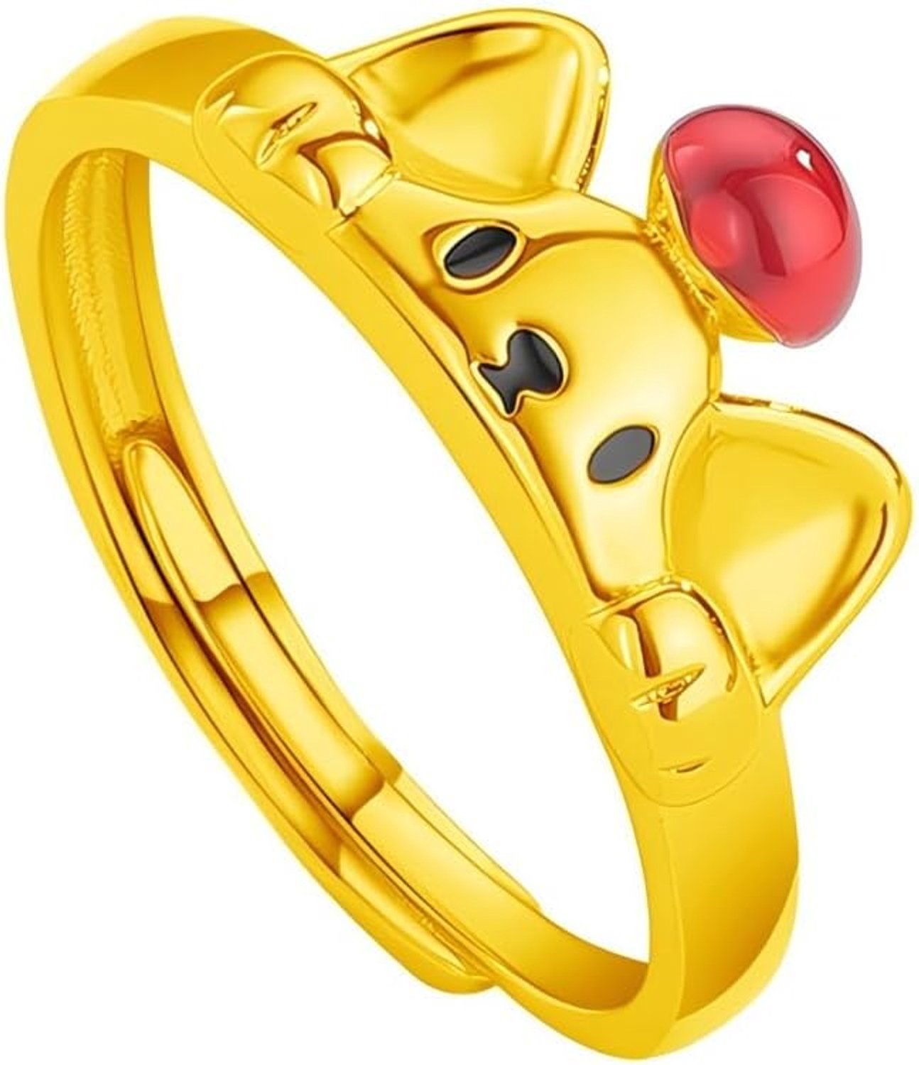 Kroon Corgi Hond Ring voor Vrouwen Verstelbare Open Band Rood Kristal Stackable