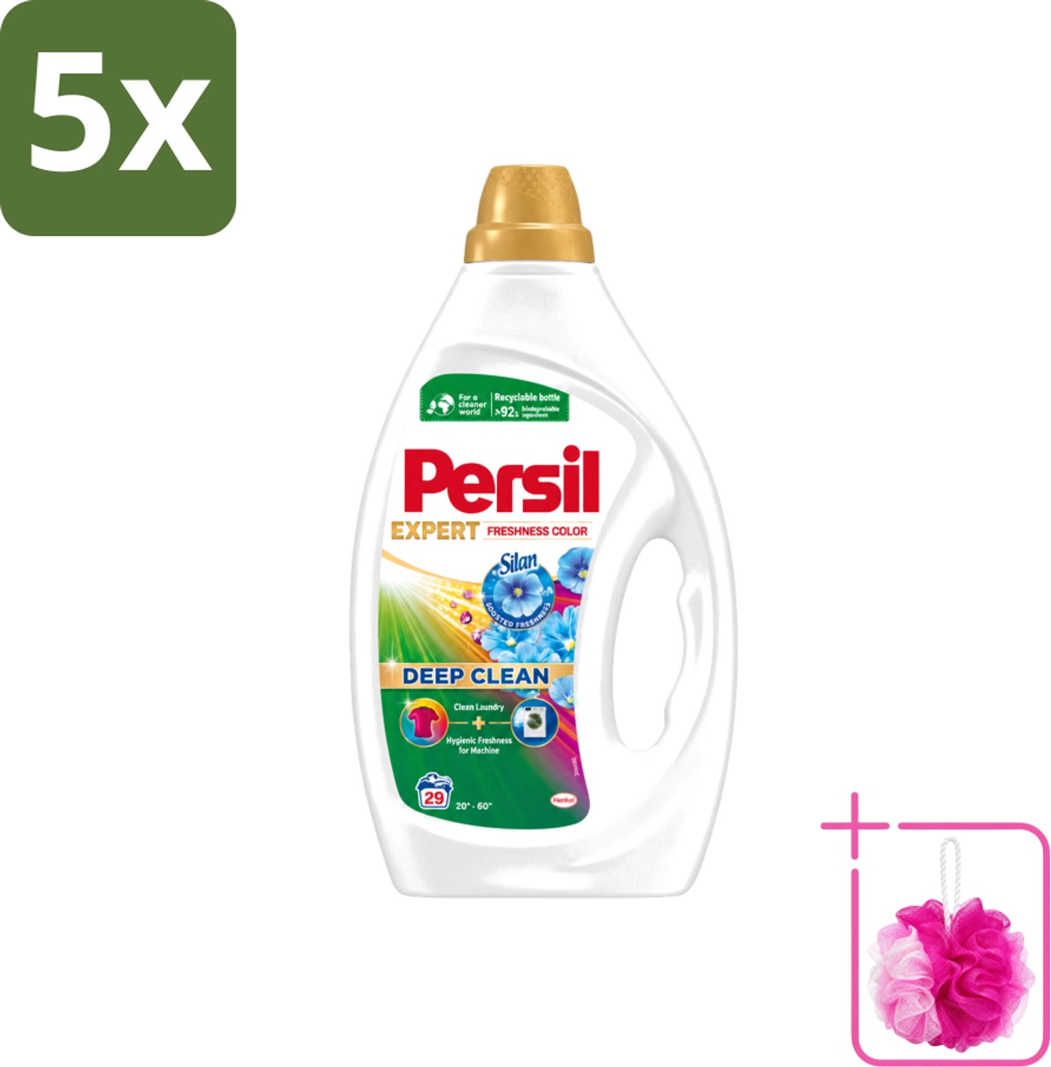 5 x Persil Expert - Vloeibaar wasmiddel - Gekleurde Was - Silan Boosted Freshness - 29 Wasbeurten - Bulkverpakking - Gekleurde was - Douchemop - Vloeibaar wasmiddel