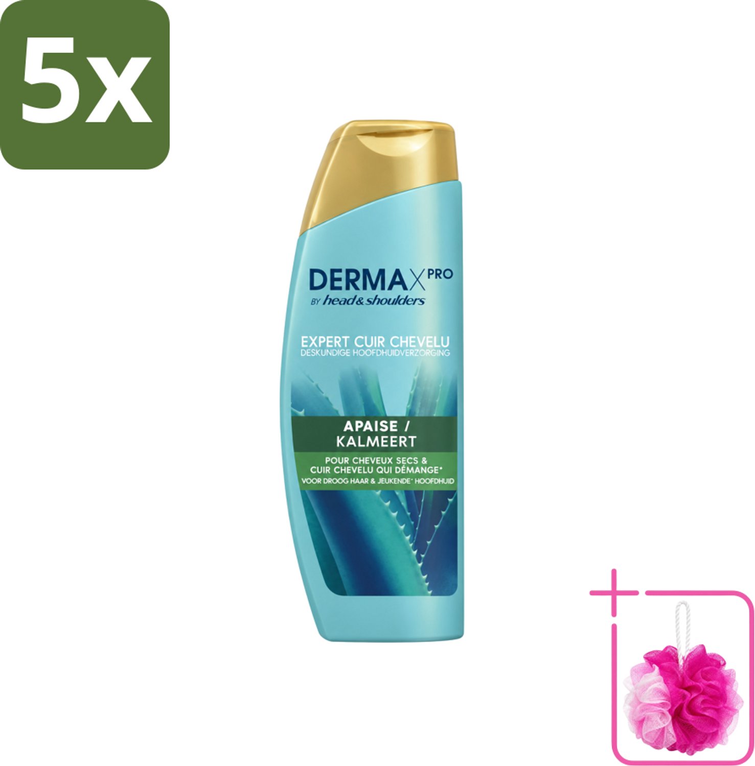 5 x Head & Shoulders - DermaX Pro - Anti-Roos Shampoo - Kalmeert - 470 ml - Bulkverpakking - Anti-roos shampoo - Douchemop - Droge hoofdhuid